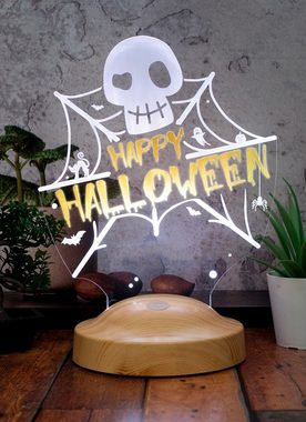 Geschenkelampe LED Nachttischlampe Happy Halloween Lampe mit 3D Vision LED Nachtlicht, LED fest integriert, LED in verschiedenen Farben, LED Lampe