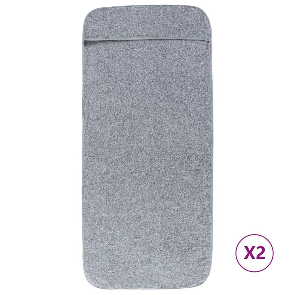 vidaXL Handtuch 75 x 200 cm Strandtücher 2 Stk Grau 75x200 cm Stoff 400 GSM