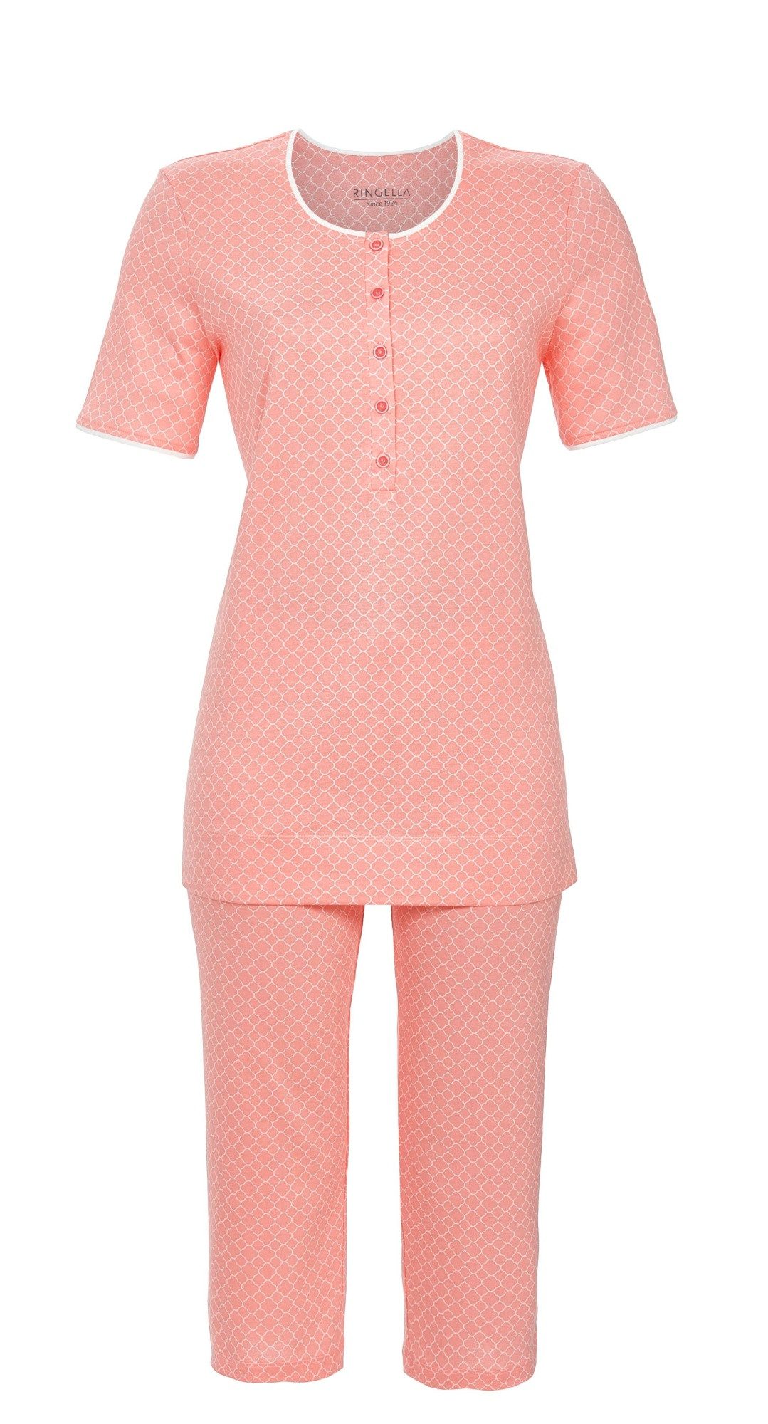 Ringella Pyjama - Schlafanzug mit Knopfleiste und Caprihose mit Seitenschlitzen (2 tlg) 50% Baumwolle 50% Modal