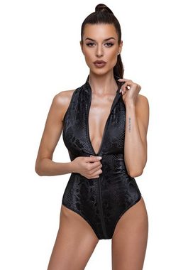 Cottelli Collection Body Schlangenhaut-Optik Body mit Reißverschluss - schwarz