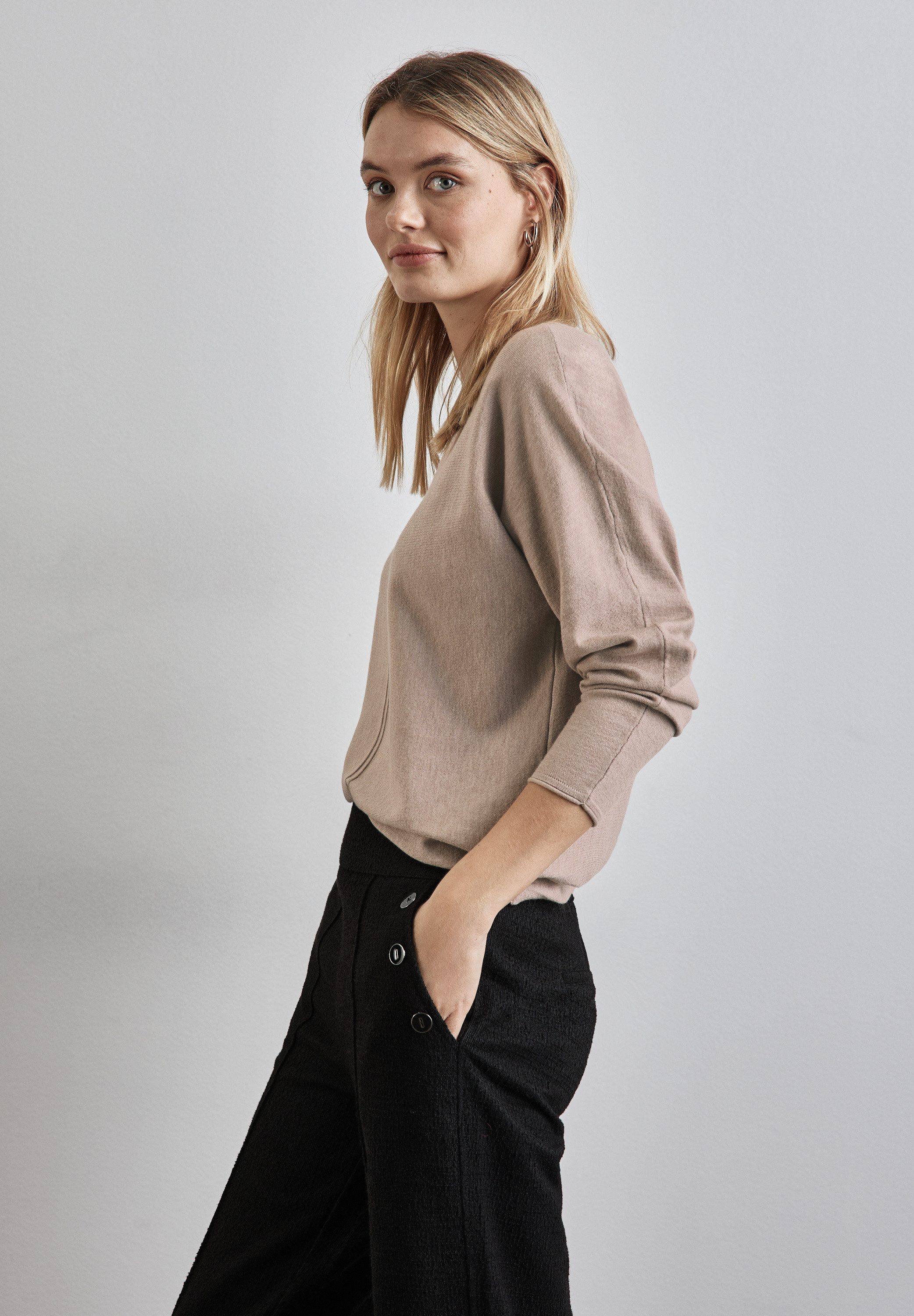 STREET ONE Strickpullover im Dolman-Stil, mit U-Boot-Ausschnitt