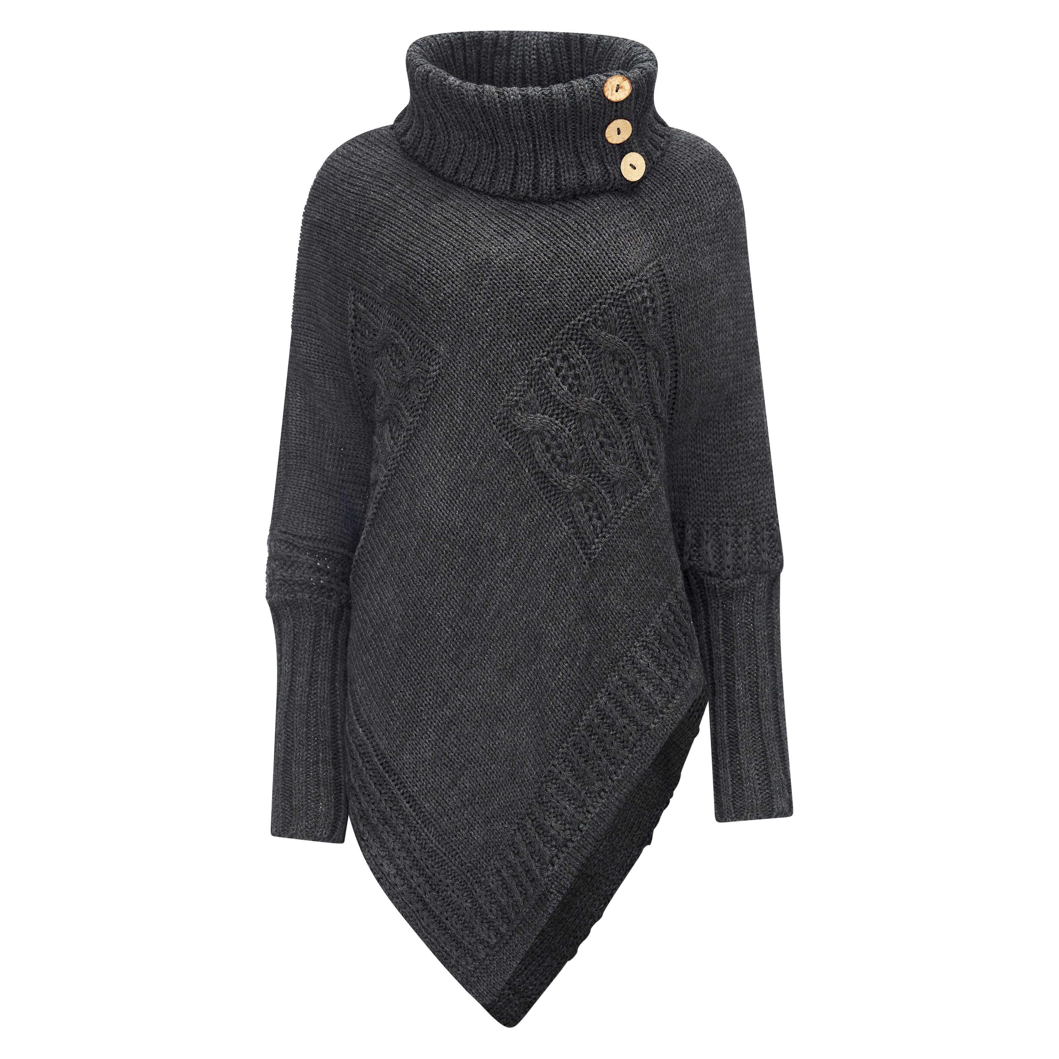 Mississhop Strickponcho Poncho Strick Sweatshirt Pullover günstig online kaufen