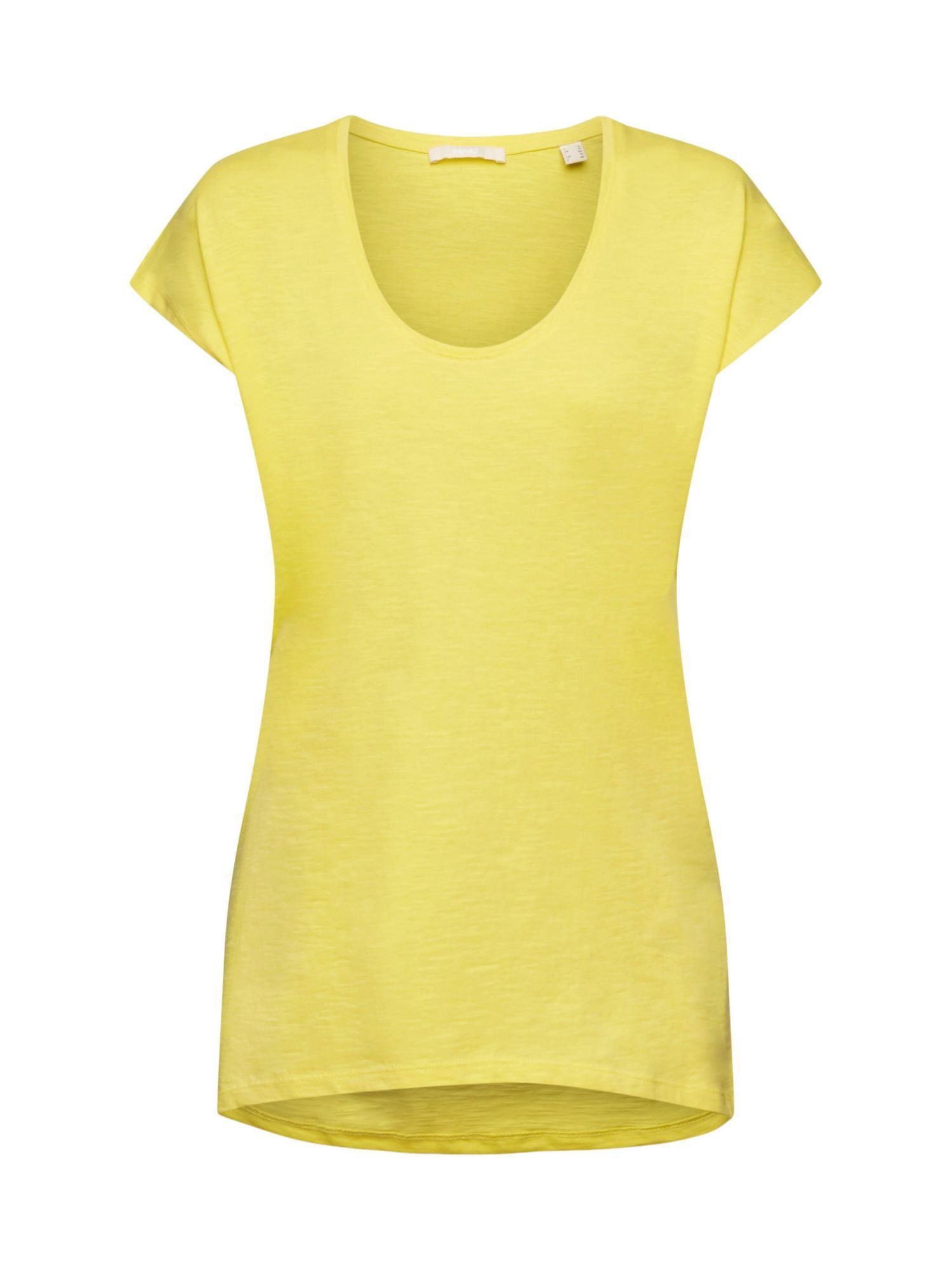 edc by Esprit T-Shirt Baumwoll-T-Shirt mit U-Ausschnitt (1-tlg) LIGHT YELLOW | 
