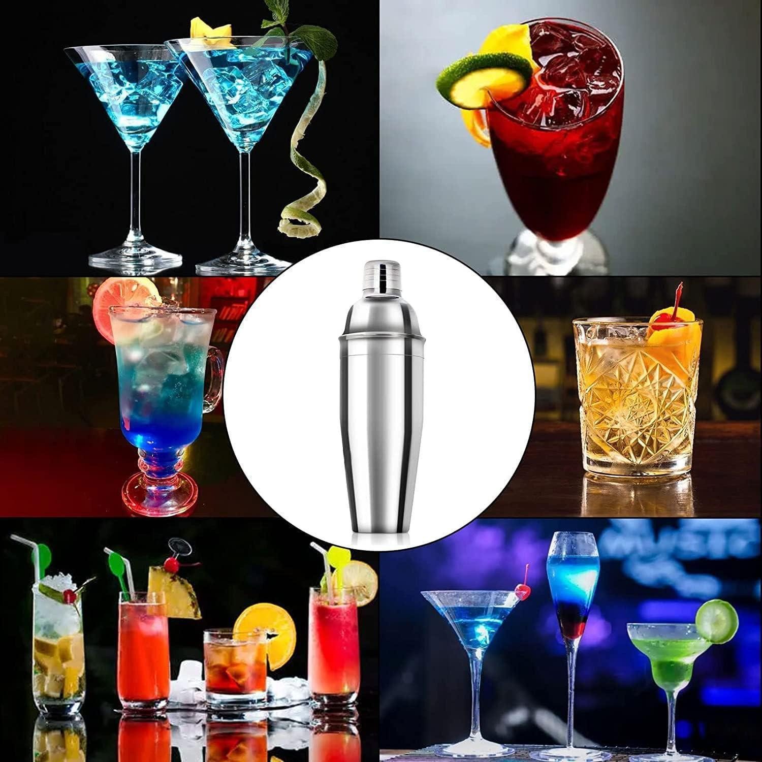LuxusKollektion Cocktail Shaker Edelstahl Cocktailshaker Set 750ML 10-Teiliges Profi Bar Kit