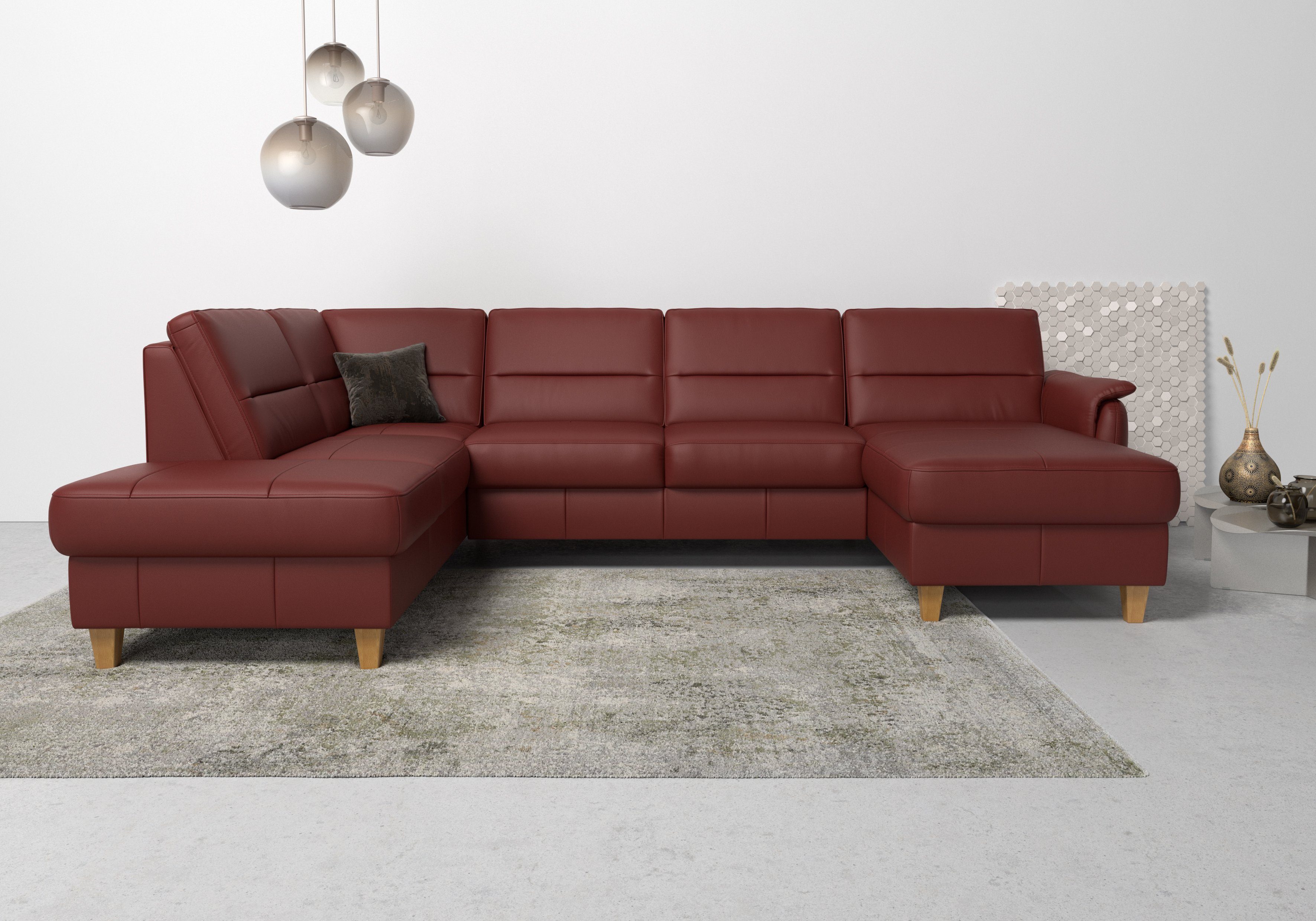 Home affaire Wohnlandschaft "Palmera U-Form, B: 308 cm" optional Bettfunkti günstig online kaufen