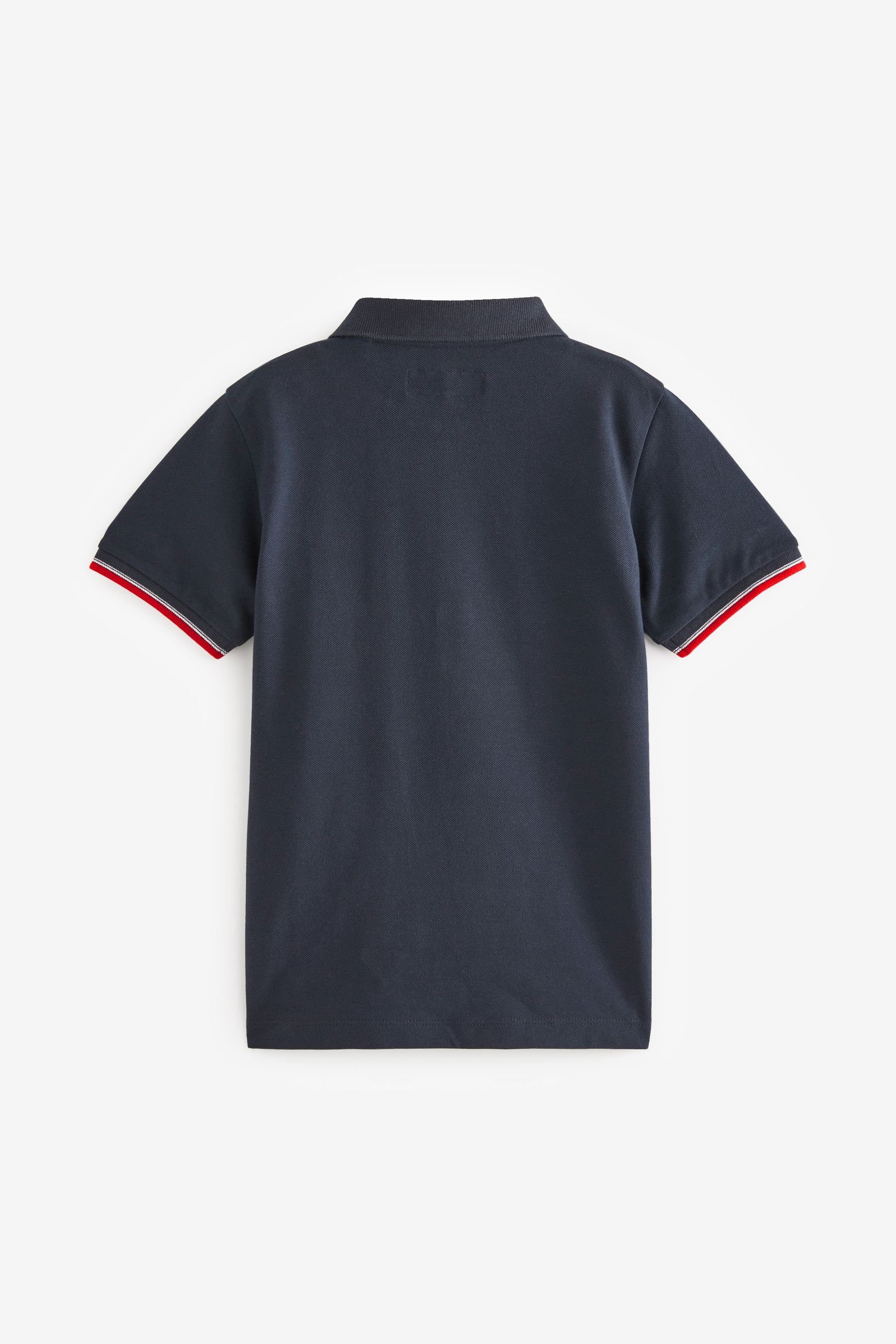 mit (1-tlg) Blue Poloshirt Reißverschluss Kurzärmeliges Next Red/Navy Polohemd