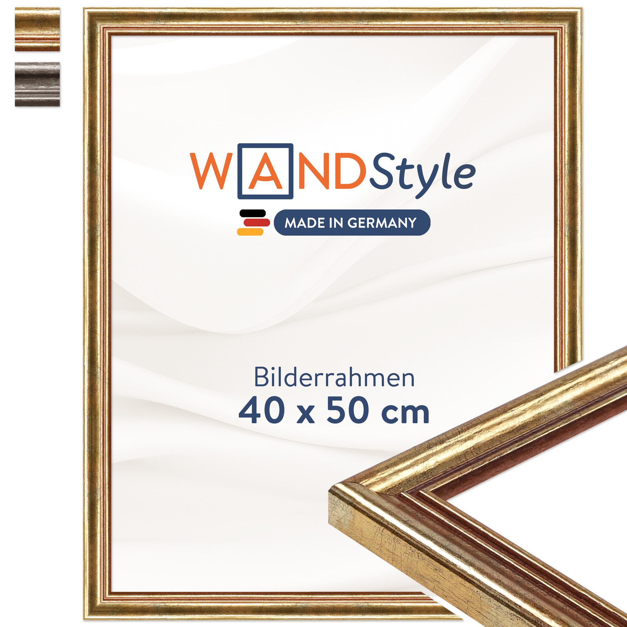 WANDStyle Einzelrahmen H400, Goldener Bilderrahmen 40x50 Holz, Vintage Bilderrahmen Gold 40x50 cm