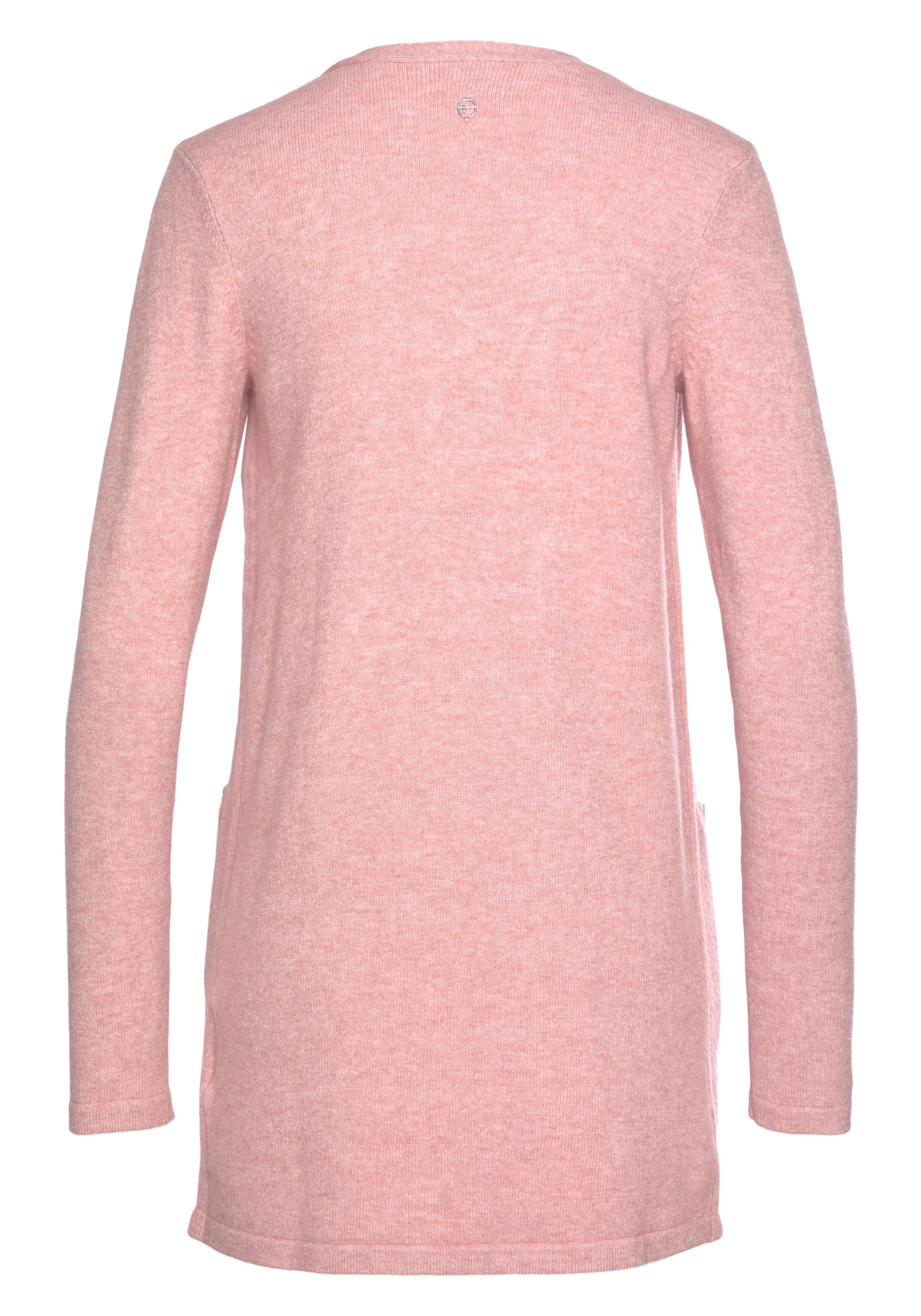 Tamaris Cardigan mit Taschen rosa aus (Strickjacke Material) nachhaltigem melange
