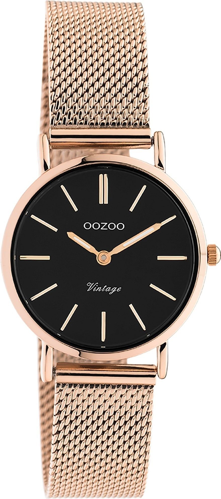 OOZOO Quarzuhr Oozoo Unisex Armbanduhr roségold Analog, (Analoguhr), Damen, Herrenuhr rund, klein (ca 28mm) Edelstahlarmband, Elegant-Style