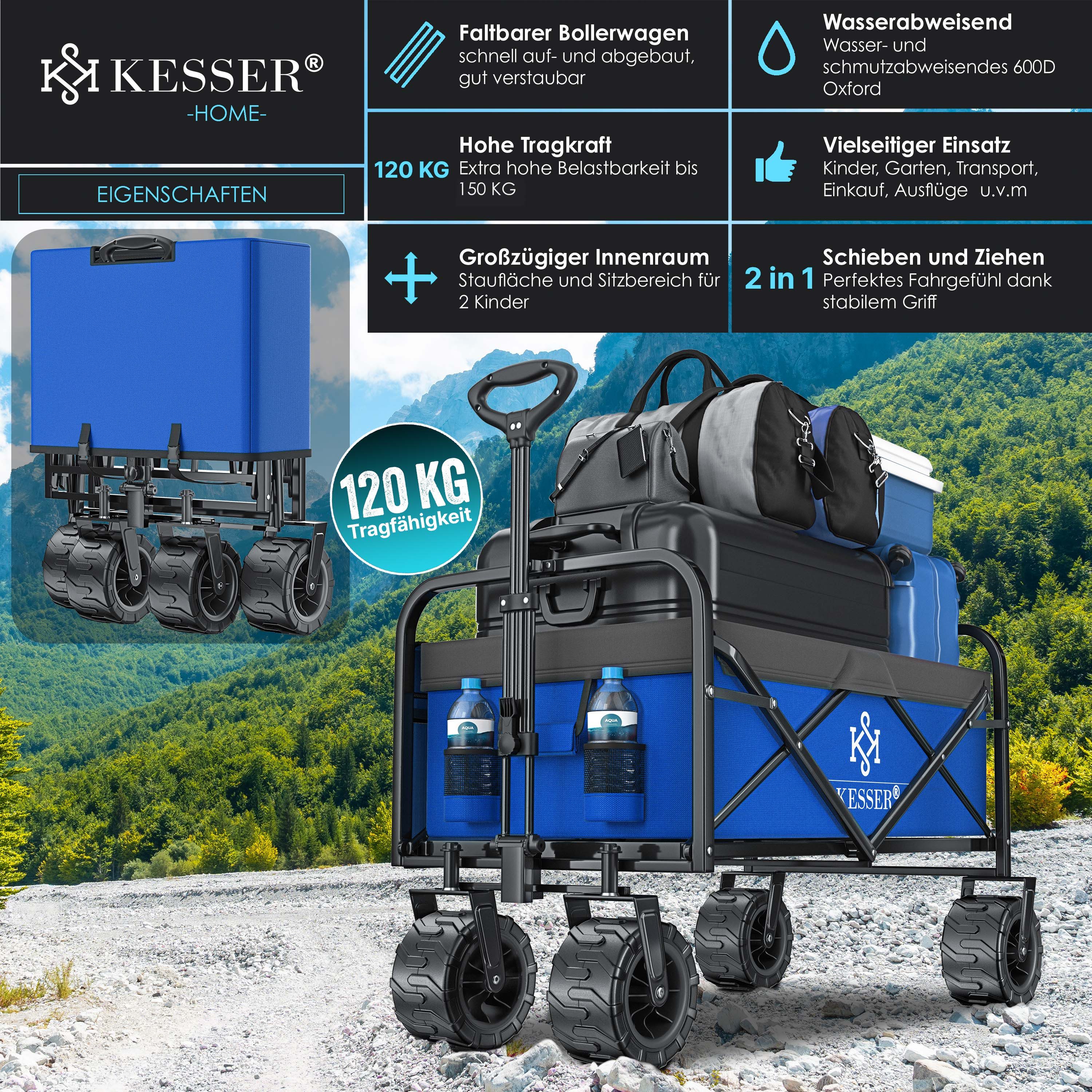 KESSER Bollerwagen, Bollerwagen faltbar Breite Reifen Handwagen Transportkarre