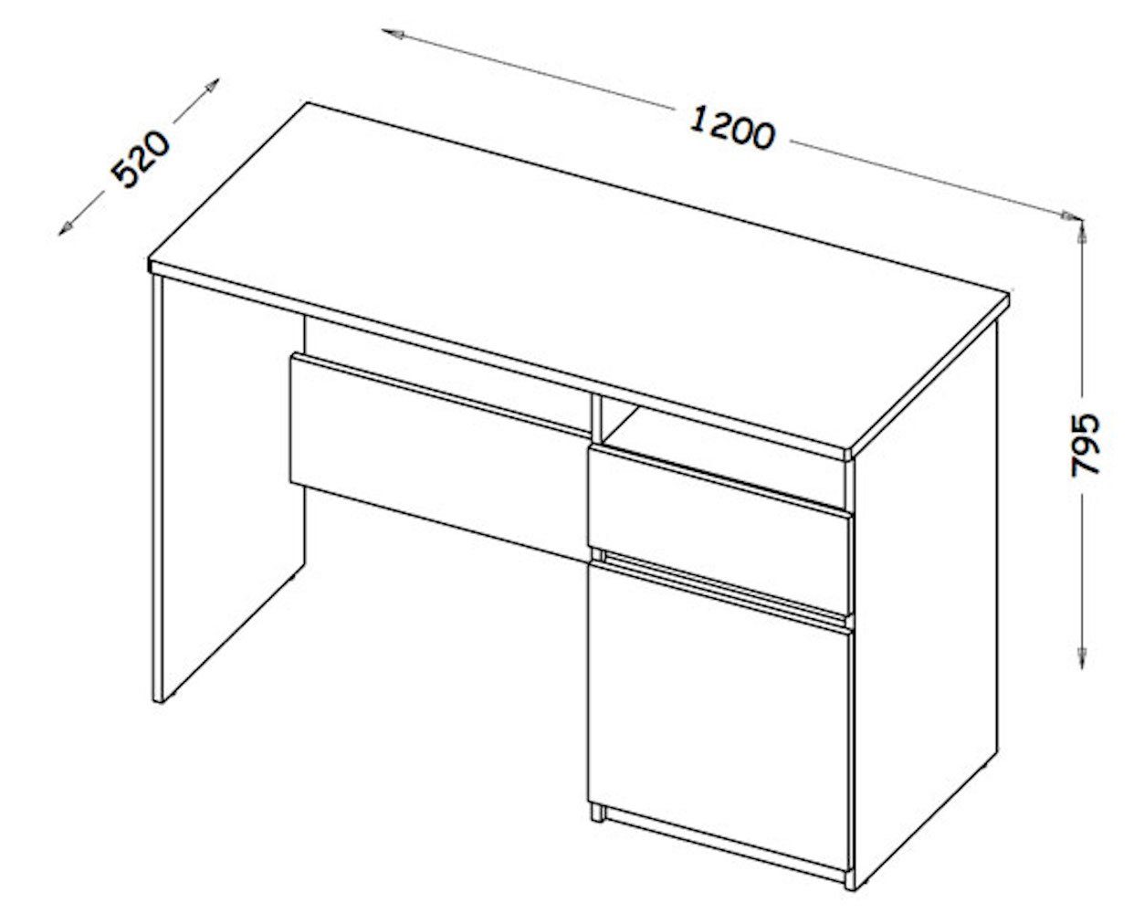 Schreibtisch 120x52cm 1-türig Feldmann-Wohnen weiß Arcca,