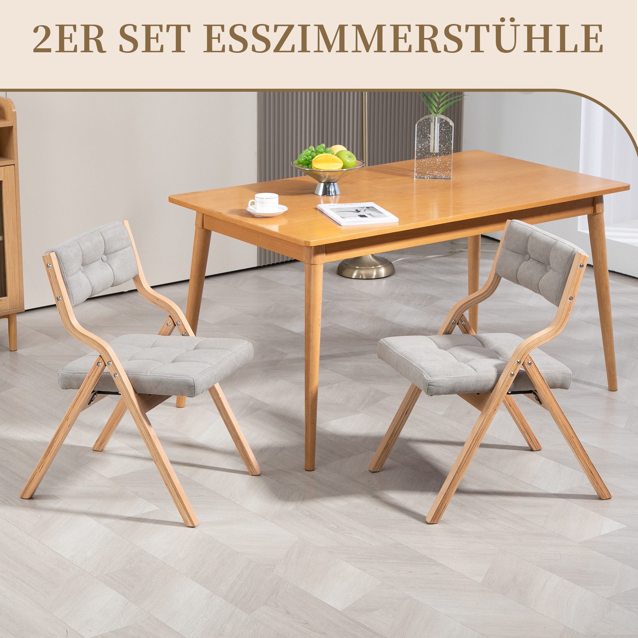 SeedWave Esszimmerstuhl 2er Set Küchenstuhl, Klappstuhl mit Gepolsterte Rüc günstig online kaufen