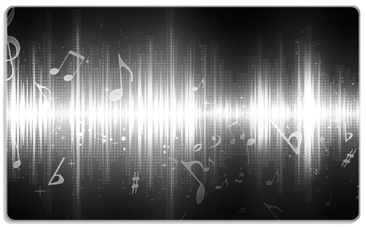 Wallario Frühstücksbrett Noten der Musik in schwarz und weiß, ESG-Sicherheitsglas, (inkl. rutschfester Gummifüße 4mm, 1-St), 14x23cm