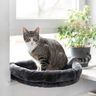 Canadian Cat Company Katzenliege LOVESEAT Fensterbett, anthrazit, ca. 55x47x7cm, Katzenliege für die Fensterbank, einfache Befestigung