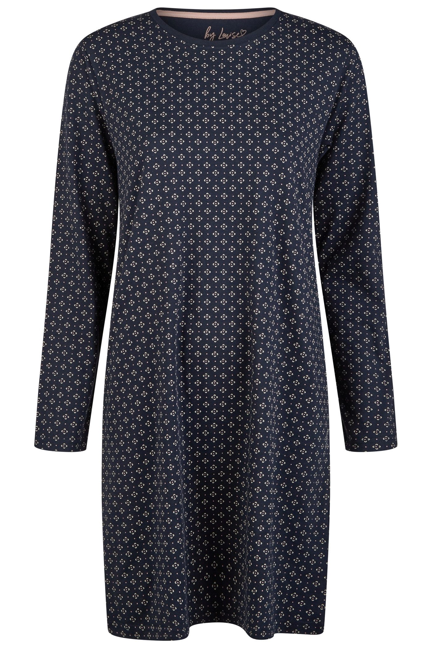 By Louise Schlafanzug by Louise Langarm Nachthemd aus 100% Baumwolle – Knielang und Bequem