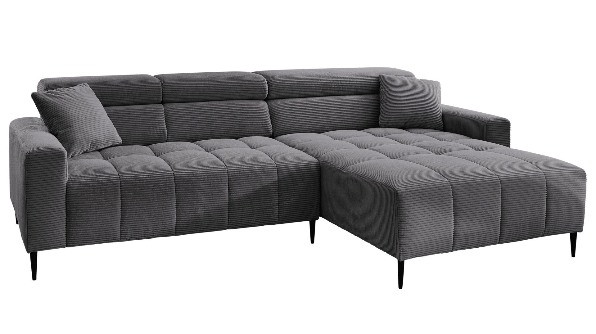 Massivart® Ecksofa Cord 256 cm / Cordsofa / Sitztiefen- & Kopfteilverstellu günstig online kaufen