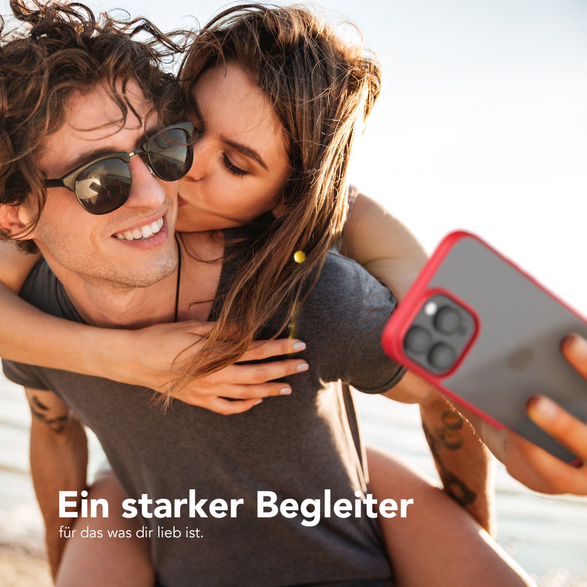 EAZY CASE Handyhülle Bumper Case für Apple iPhone 14 Pro Max 6,7 Zoll, Hülle Transparent Backcover kratzfest Slim Cover Durchsichtig Rot