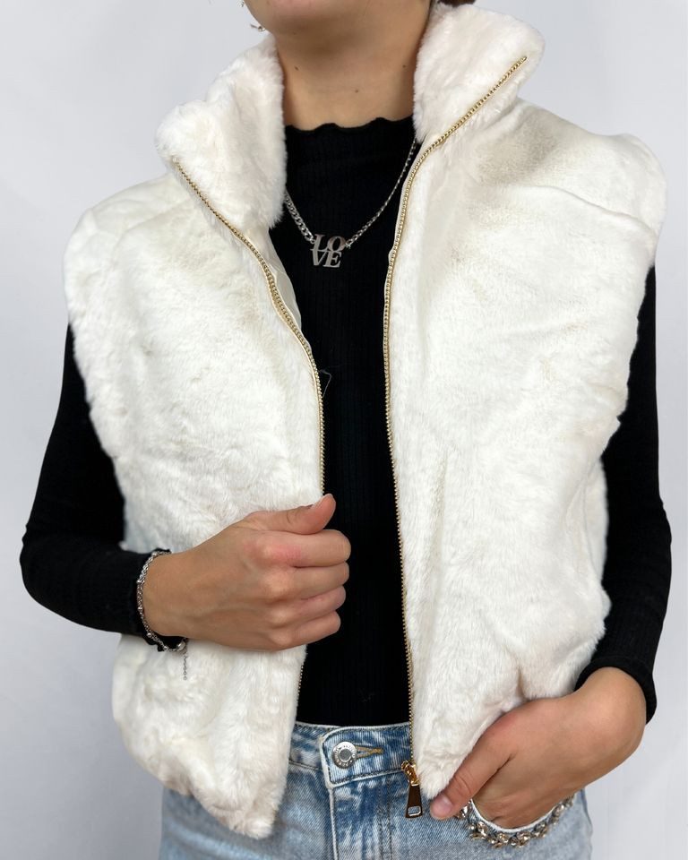 ITALY VIBES Fellimitatweste ELMIRA - Weste Fake Fur - cropped - Fellweste - ONE SIZE passt hier Gr. XS - M