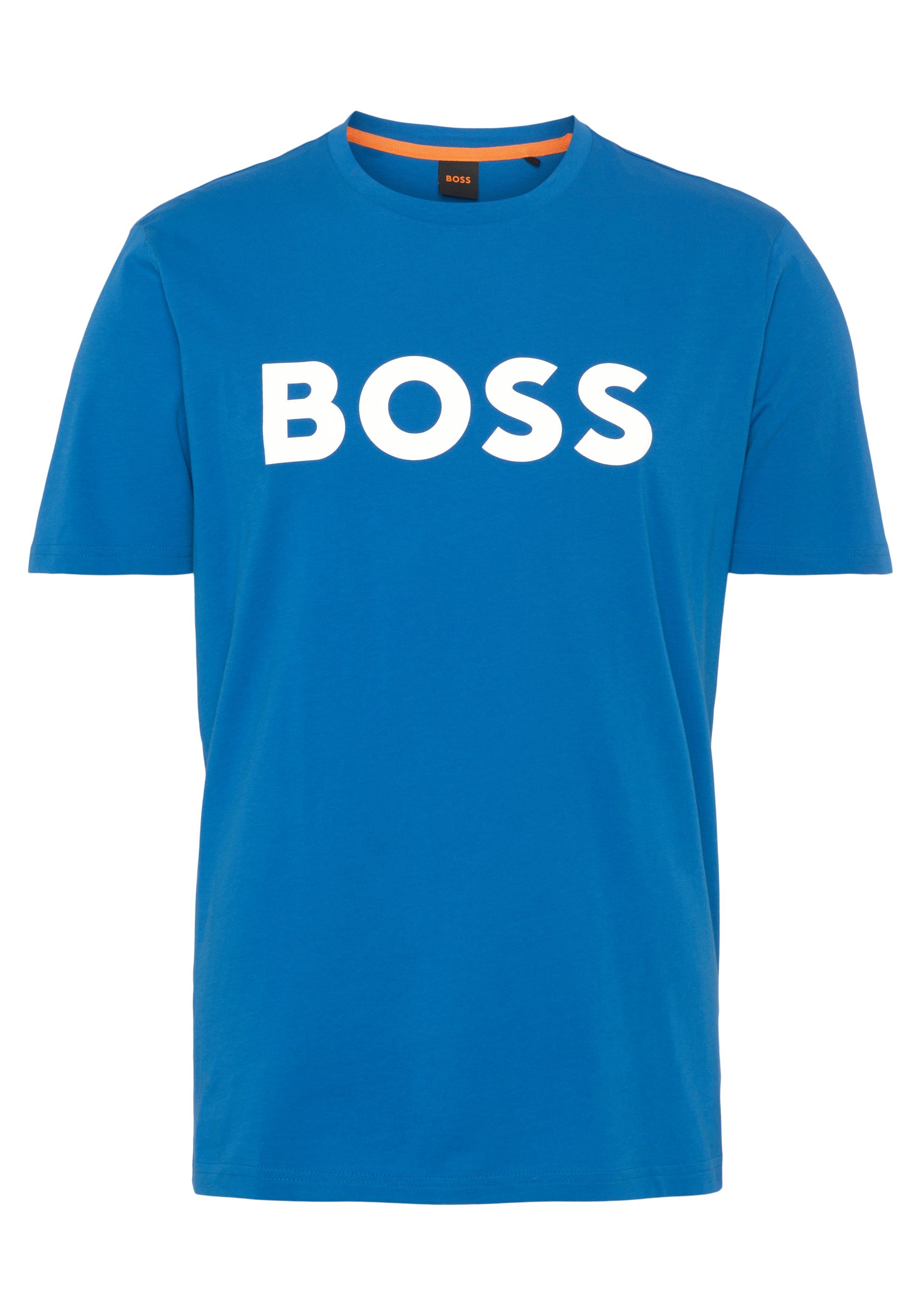 mit Kurzarmshirt (1-tlg) BOSS Logoschriftzug-Frontprint ORANGE 1 Thinking open_blue465