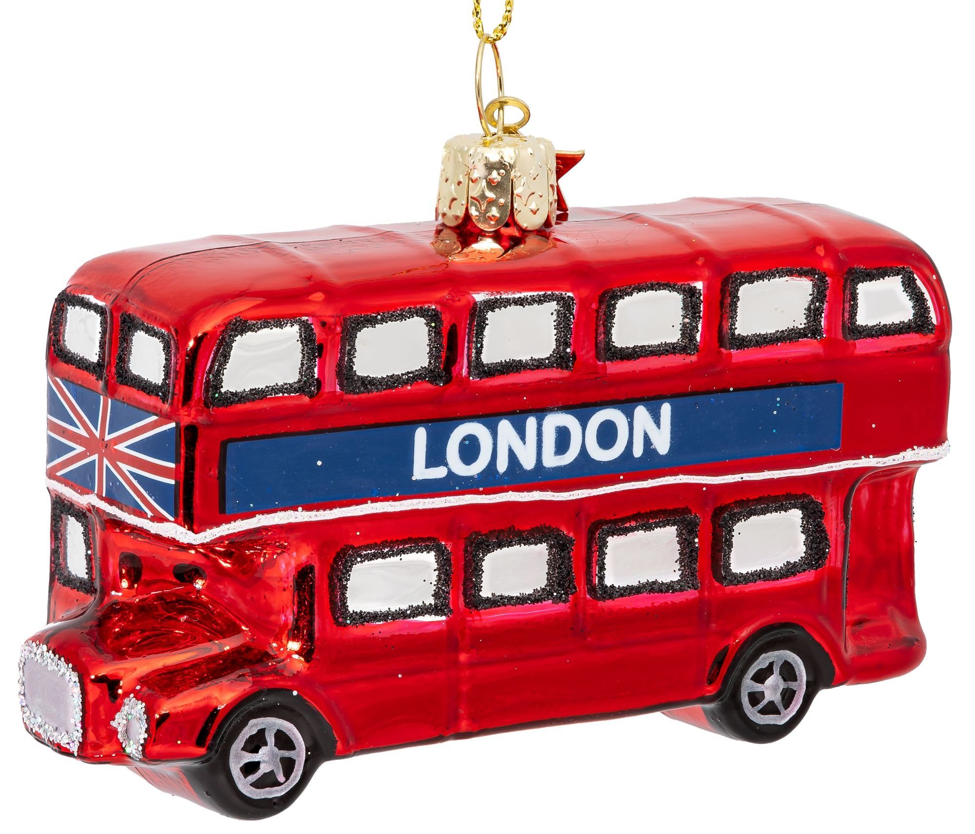 SIKORA Christbaumschmuck BS561 London Doppeldecker Bus Christbaumschmuck Glas Figur Weihnachtsbaum Anhänger