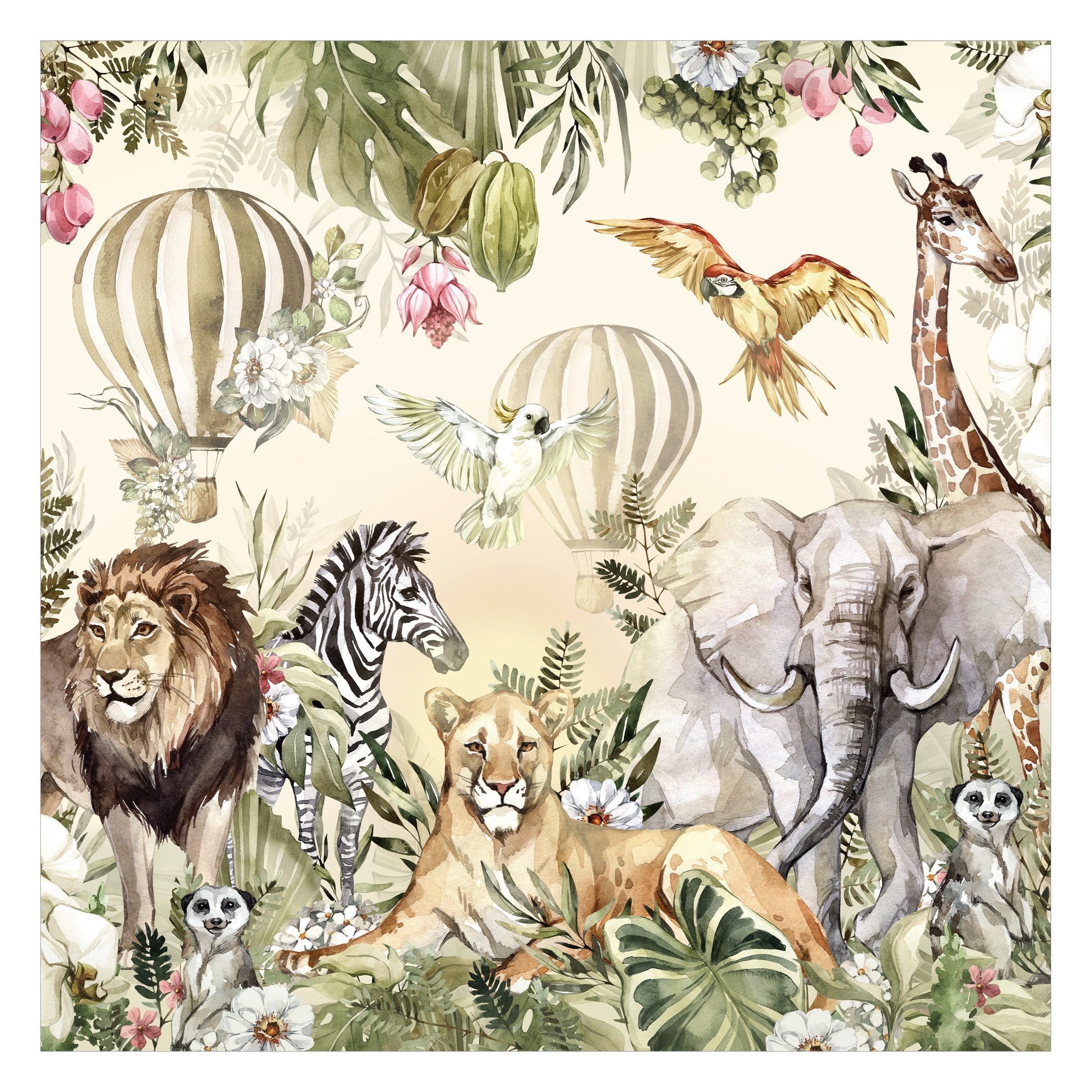 Bilderdepot24 Kindertapete Kinderzimmer Aquarell Tiere Ballon Dschungel Kinder Wanddeko, Glatt, Matt, (Vliestapete inkl. Kleister oder selbstklebend), Mädchenzimmer Jungenzimmer Babyzimmer Bildtapete Fototapete Wandtapete. € 19,99, (€ 19,99 pro 1 Stk).