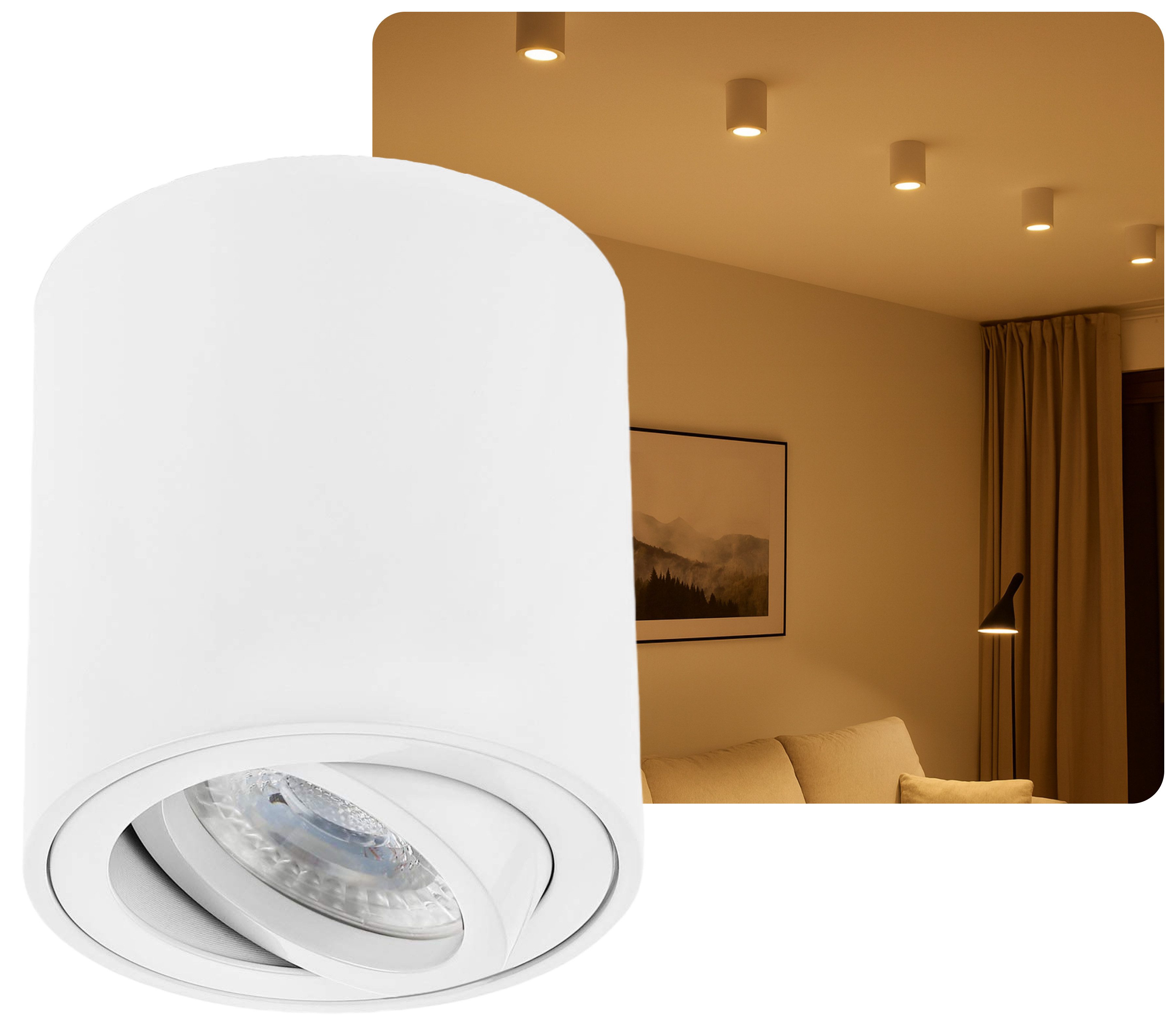 Sweet LED LED Deckenspots spot weiß Aufbauspot GU10 7W Aluminium Deckenspots 230V, Leuchtmittel wechselbar, Warmweiß, Deckenaufbauleuchte, Aufbaustrahler, Deckenspot