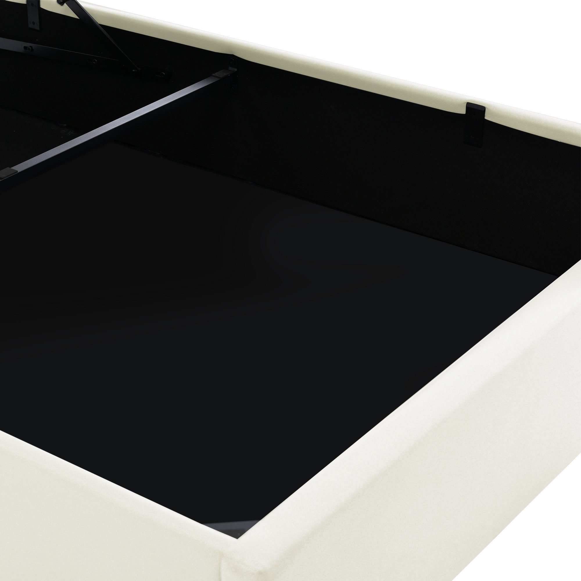 Boxspringbett (Hydraulisches Bett mit Bettkasten), Polsterbett mit LED-Beleuchtung Kunstleder 140x200cm