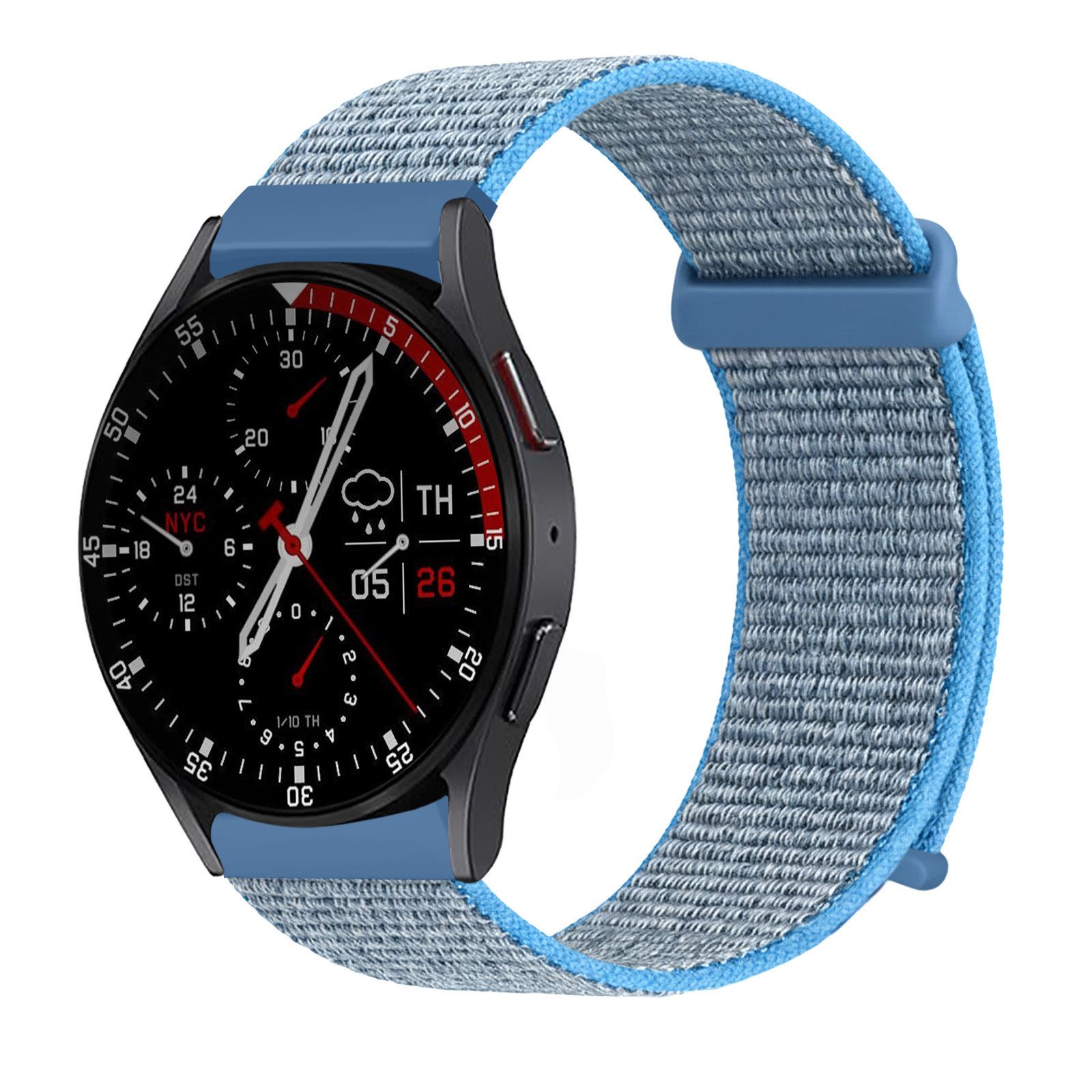 Tec-Expert Smartwatch-Armband für Samsung Galaxy Watch7 40 mm Armband Ersatz Wechsel Band, Nylon Textil mit Klettverschluss, stufenlos Verstellbar, atmungsaktiv
