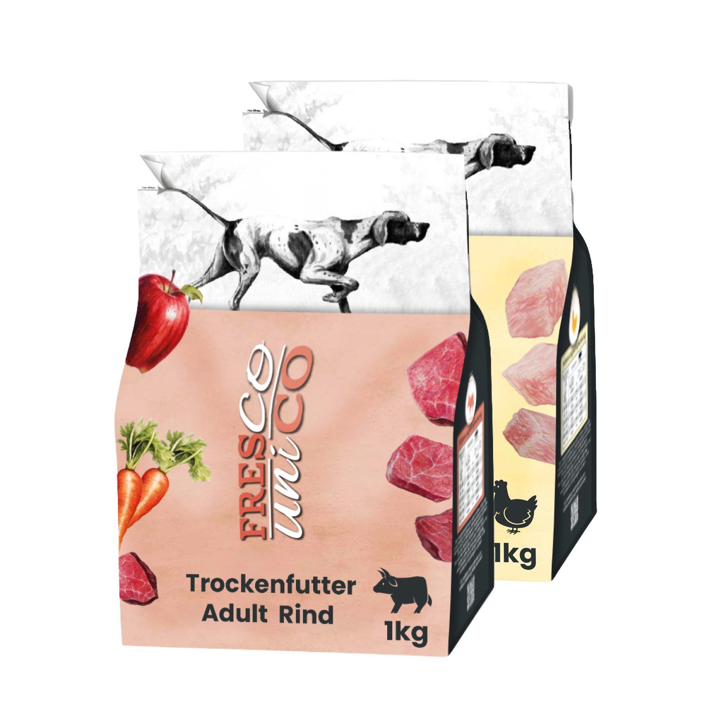 Fresco Dog unico PROBIERPAKET Hundefutter trocken getreidefrei, 2x1kg, Trockenfutter für: Hunde, 66% Frischfleisch, zuckerfrei & hochverträglich