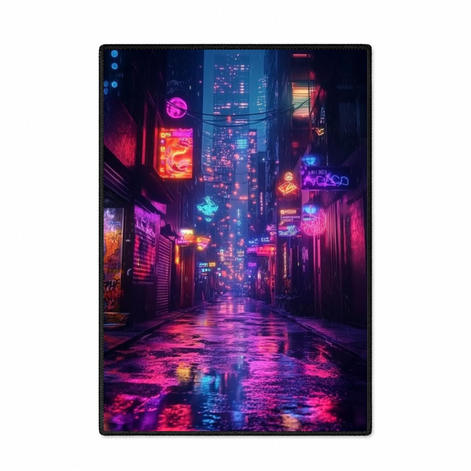 Jumpeak Teppich Cyberpunk Neon Stadt Teppich, tepichwohinzimer, teppich waschbar, Rechteckig, Höhe: 5 mm, Kunstkaschmir, pflegeleicht, kurze Fasern, angenehm zu tragen