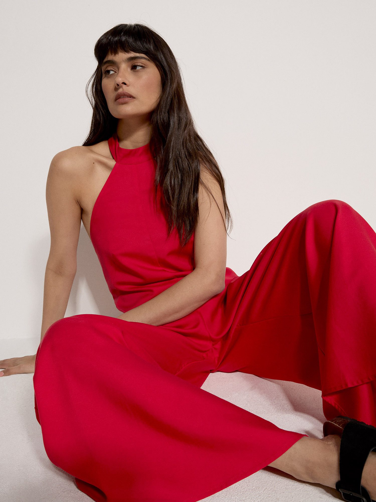 Apricot Jumpsuit Neckholder-Jumpsuit mit weitem Bein – Bild 5 von 5