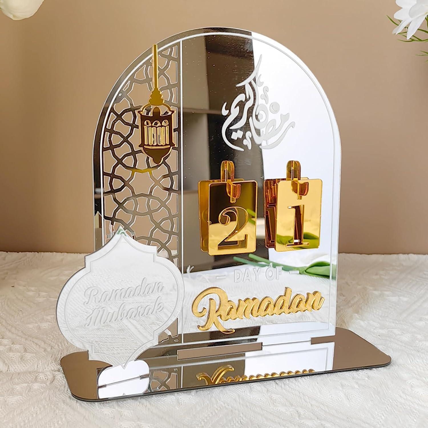 LuxusKollektion Adventskalender Adventskalender Ramadan Countdown Acryl Ornament Eid Deko Silber+Gold