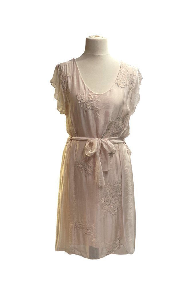 Kleid Seidenkleid Sommer Sommerkleid mit Herbst Zartrosa Muster BZNA