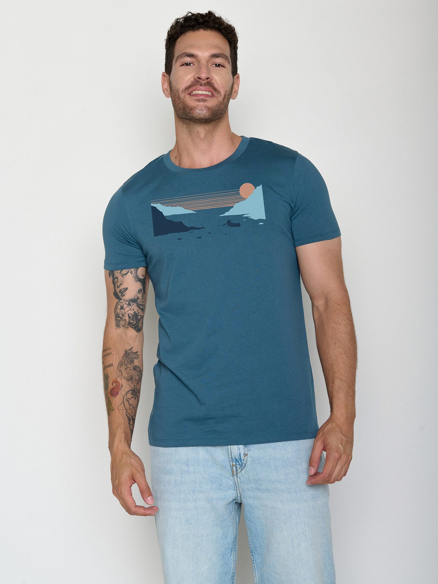 GreenBomb T-Shirt Guide Canoe Fjord (1-tlg., 1) klassischer Schnitt, tailliert, Rundhalsausschnitt, Bio-Baumwolle