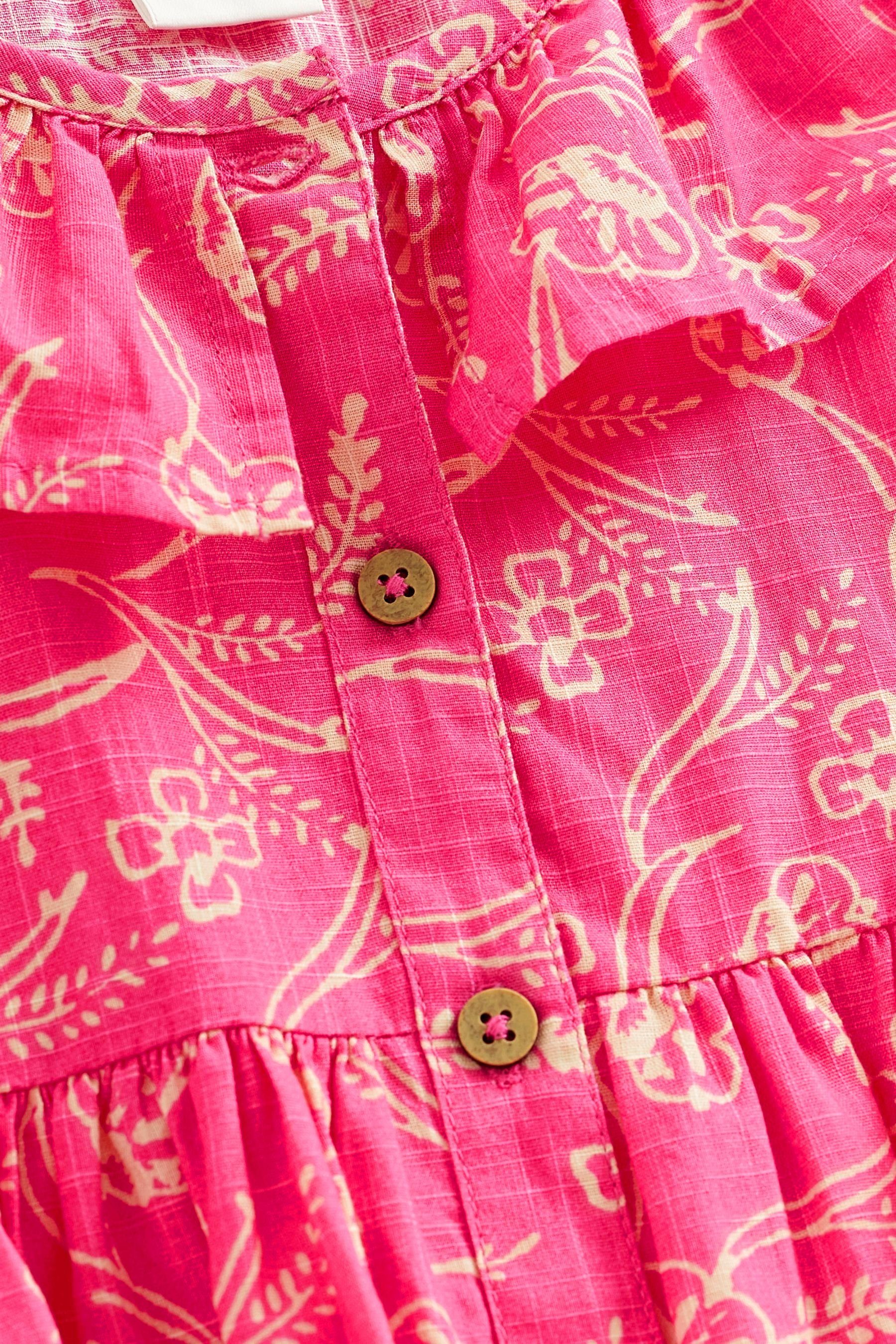 Rüschenkragen mit Floral Kleid Sommerkleid (1-tlg) Next Pink