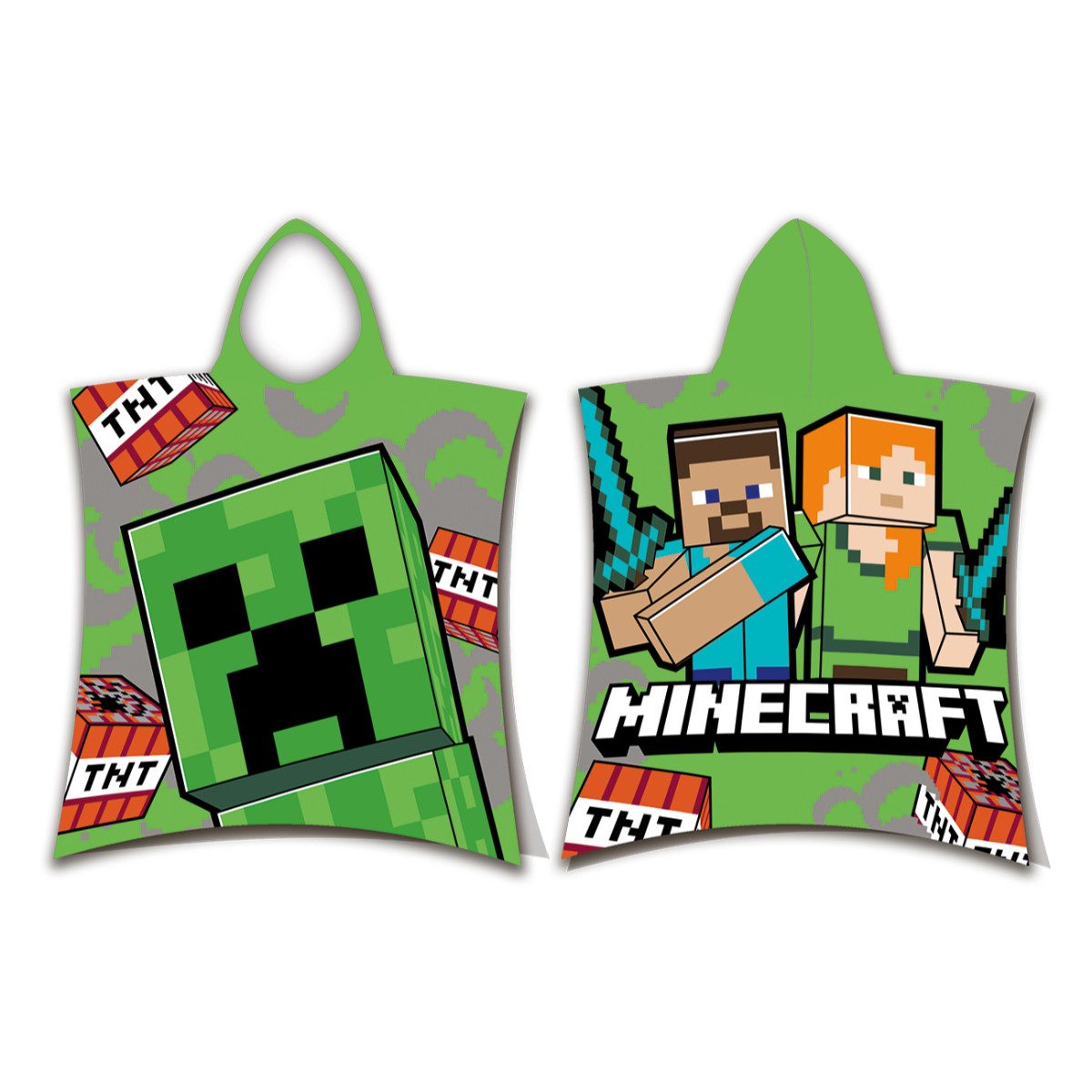 Minecraft Badeponcho 100% Baumwolle Kinder Poncho Strand Badehandtuch Kapuze, Baumwolle
