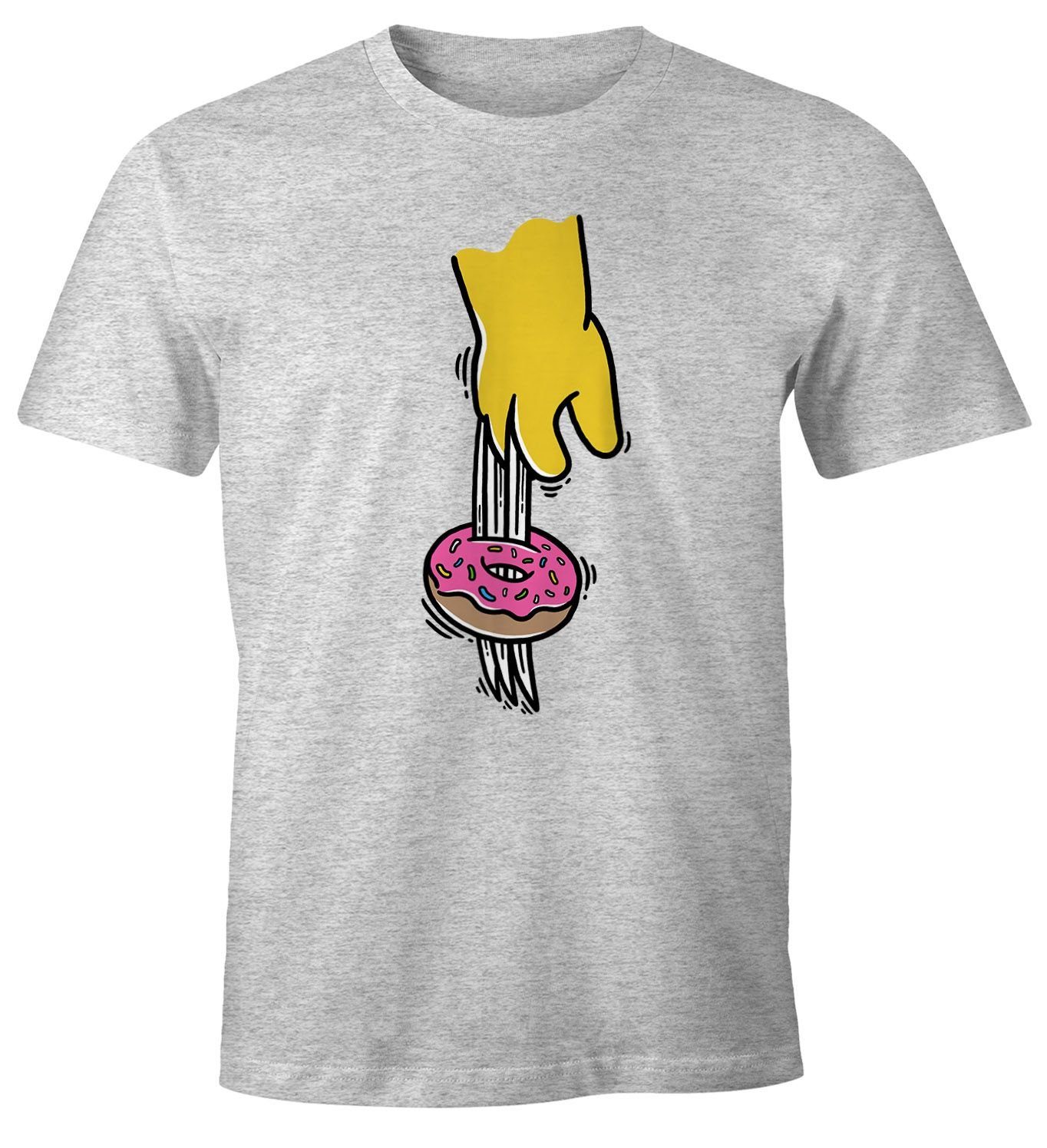 MoonWorks Print-Shirt Herren T-Shirt Donut Doughnut Fun-Shirt Moonworks® mit Print grau | T-Shirts
