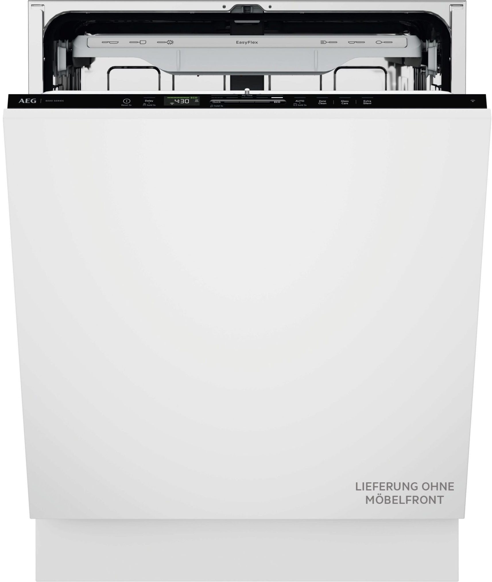 AEG vollintegrierbarer Geschirrspüler Serie 8000, 60 cm, WiFi GI8200A2TC, 14 Maßgedecke, Leise Spülmaschine 38 dB kraftvoll gegen Eingebranntes bei 8,4l Wasser