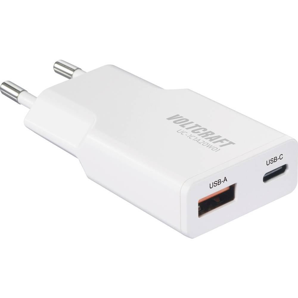 VOLTCRAFT UC-1C1A20W01 USB Ladegerät 20 W 1x USB-A, 1x USB-C® Fast Charge, USB USB-Ladegerät (GaN)