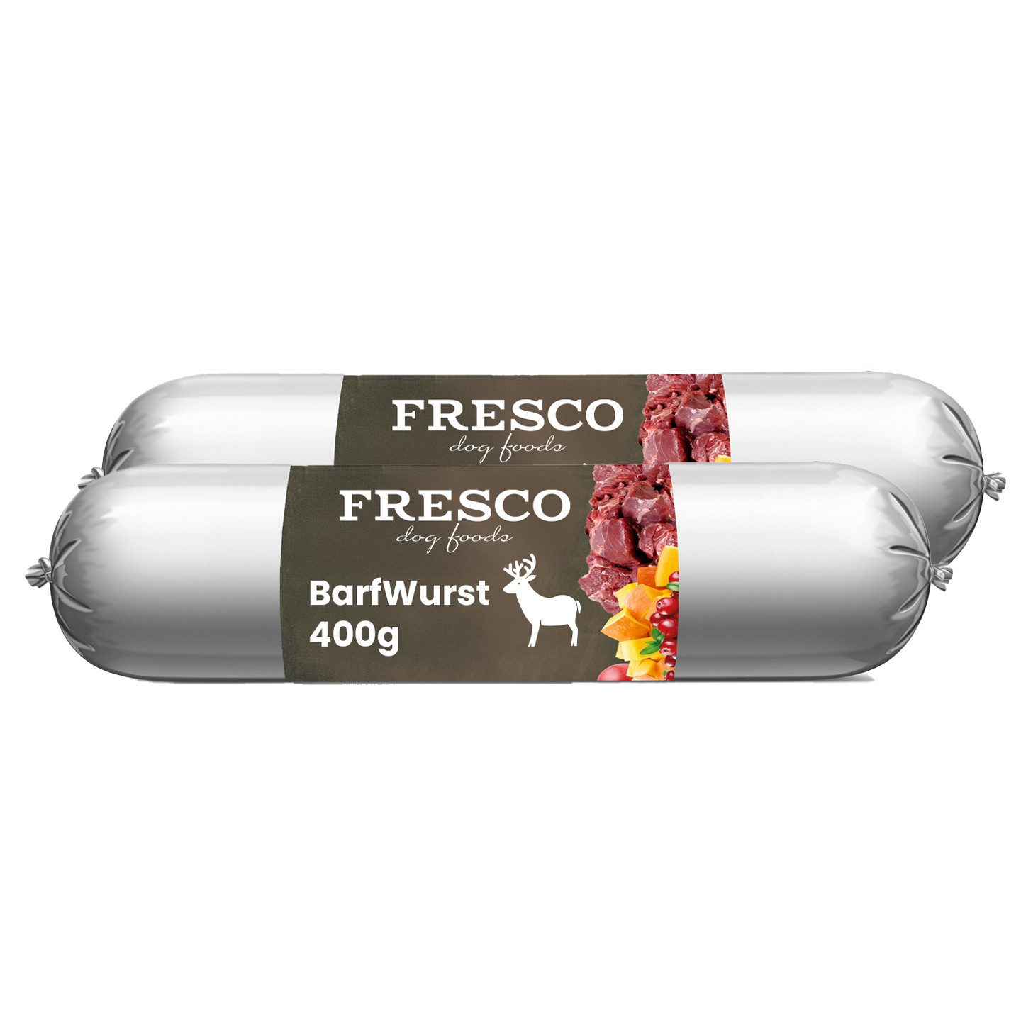 Fresco Dog Hundewurst schnittfest Wild mit Kürbis & Apfel I 2 x 400g, Nassfutter für: Hunde, 88% Frischfleisch, getreidefrei & vitaminreich