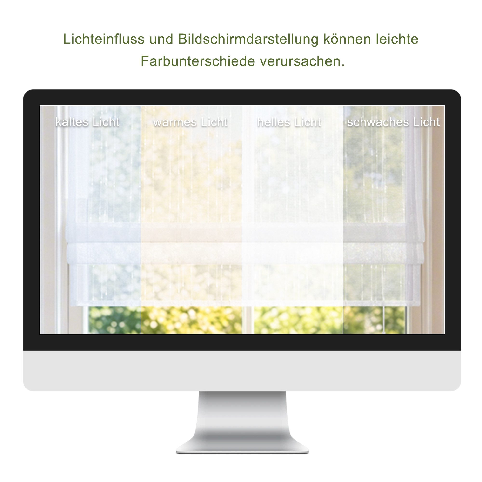 Delien Raffrollo Regen Voile mit Längsstreifen im klassischen Stil, mit Hakenaufhängung, ohneBohren, Am Fensterrahmen einhängen und mit Zugschnüren höhenverstel – Bild 5 von 5