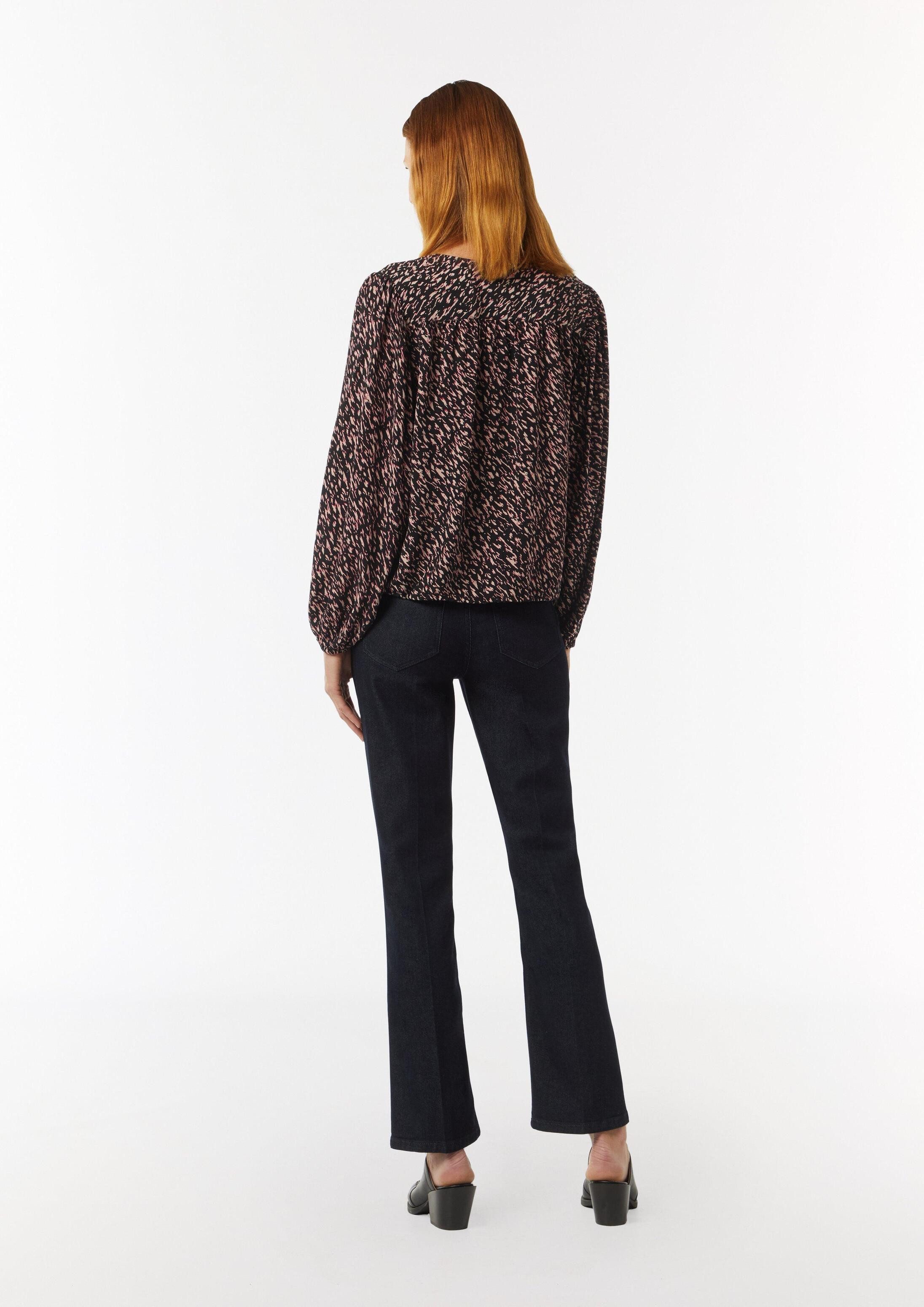 comma Langarmbluse Bluse Crêpe-Bluse aus Viskose