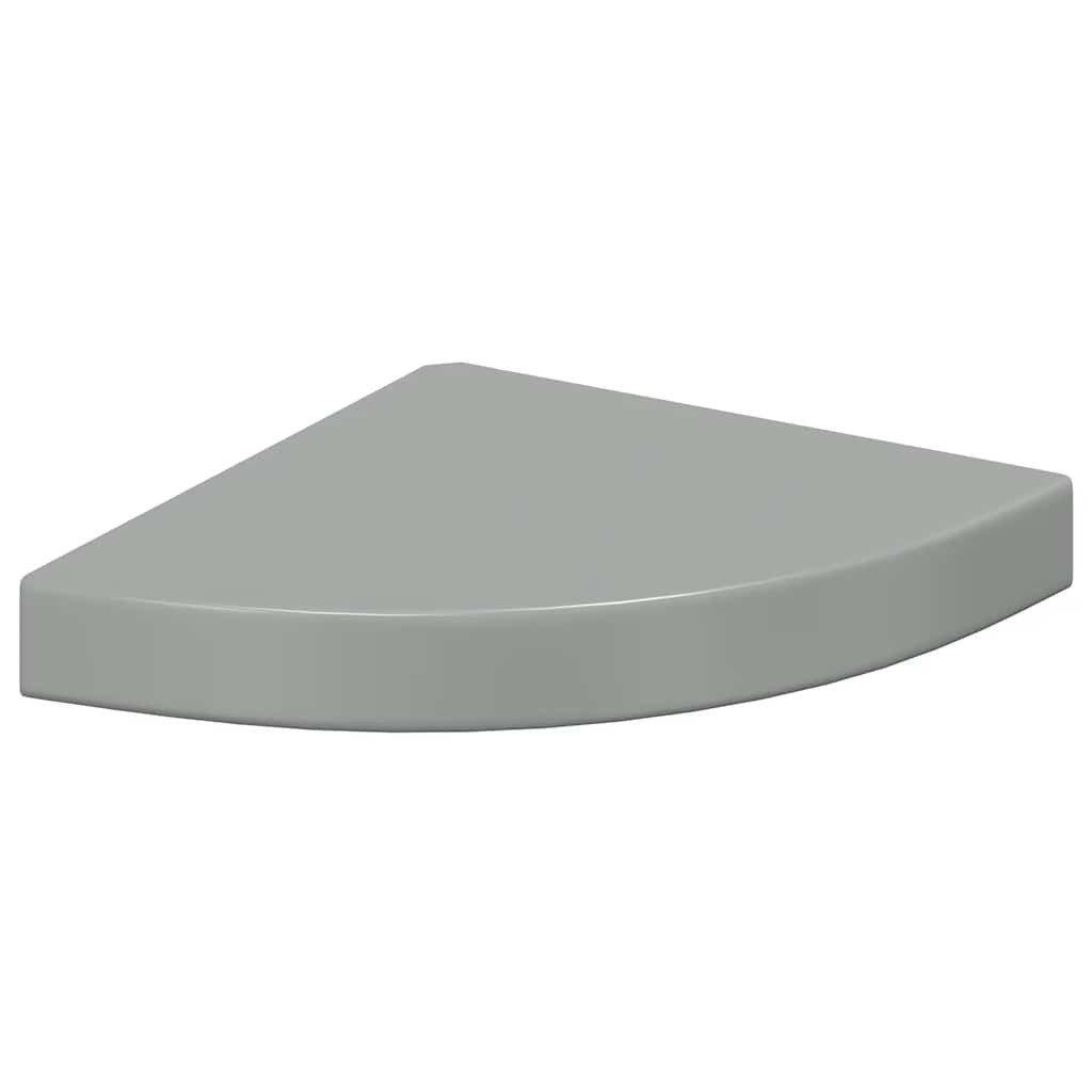 furnicato Wandregal Eck-25x25x3,8 cm Hochglanz-Grau aus Waben-MDF und Metall, 1-tlg.