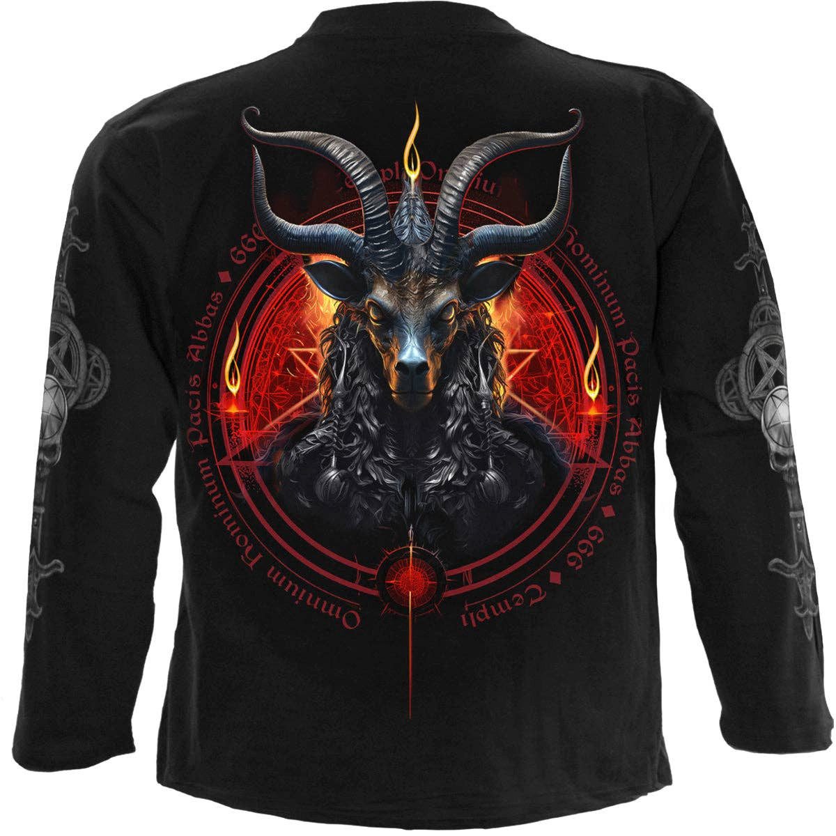 Spiral Print-Shirt Düsteres BAPHOMET - Langarmshirt Schwarz von Spiral Gothic Shirt Anime aus Baumwolle mit Print
