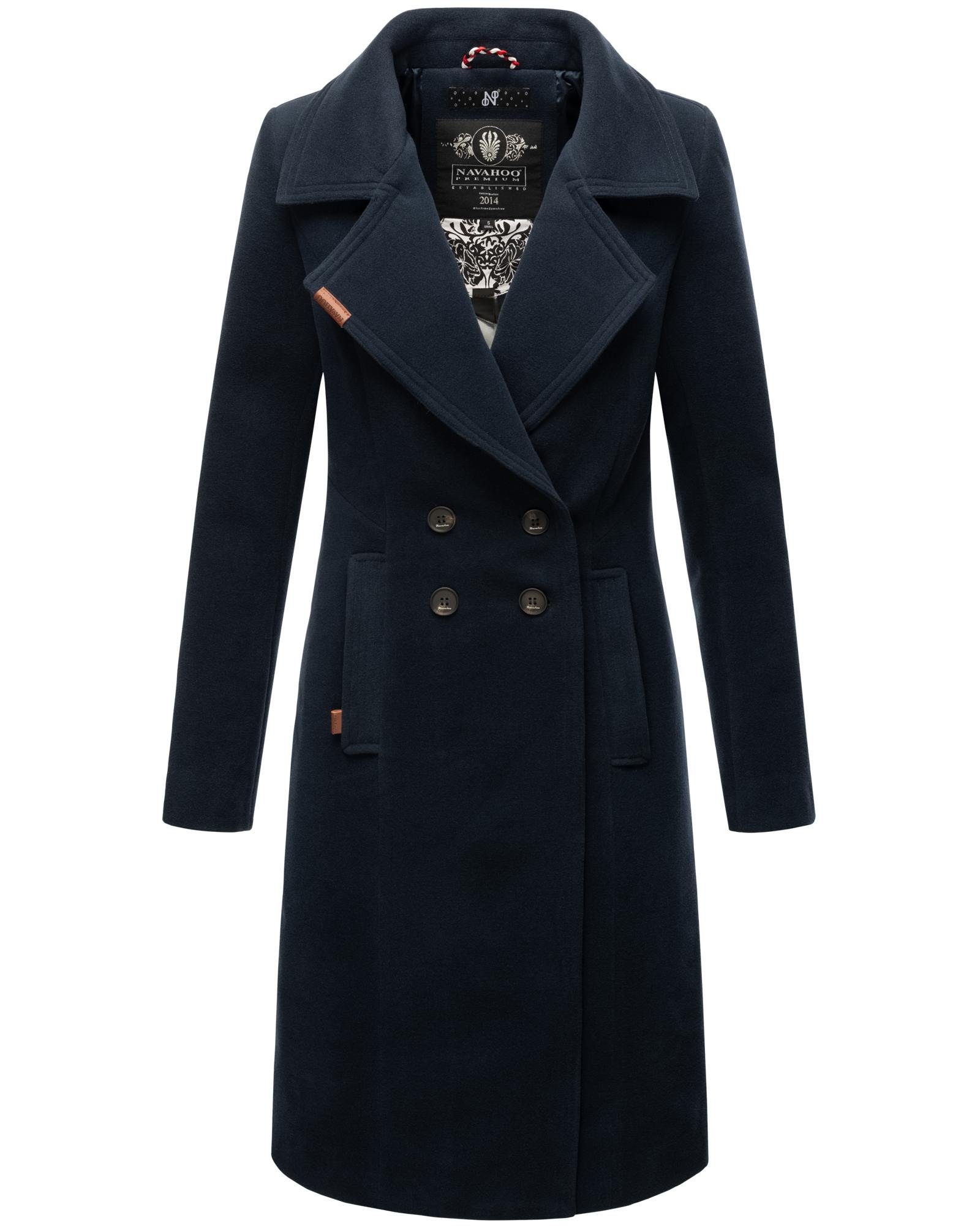Navahoo Wintermantel Wooly edler Damen Trenchcoat in Wollmantel-Optik