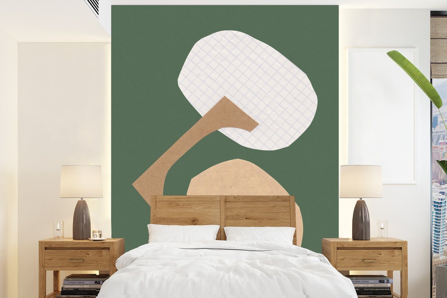 MuchoWow Fototapete Formen - Grün - Quadrate - Pastell, Matt, bedruckt, (4 St), Montagefertig Vinyl Tapete für Wohnzimmer, Wandtapete