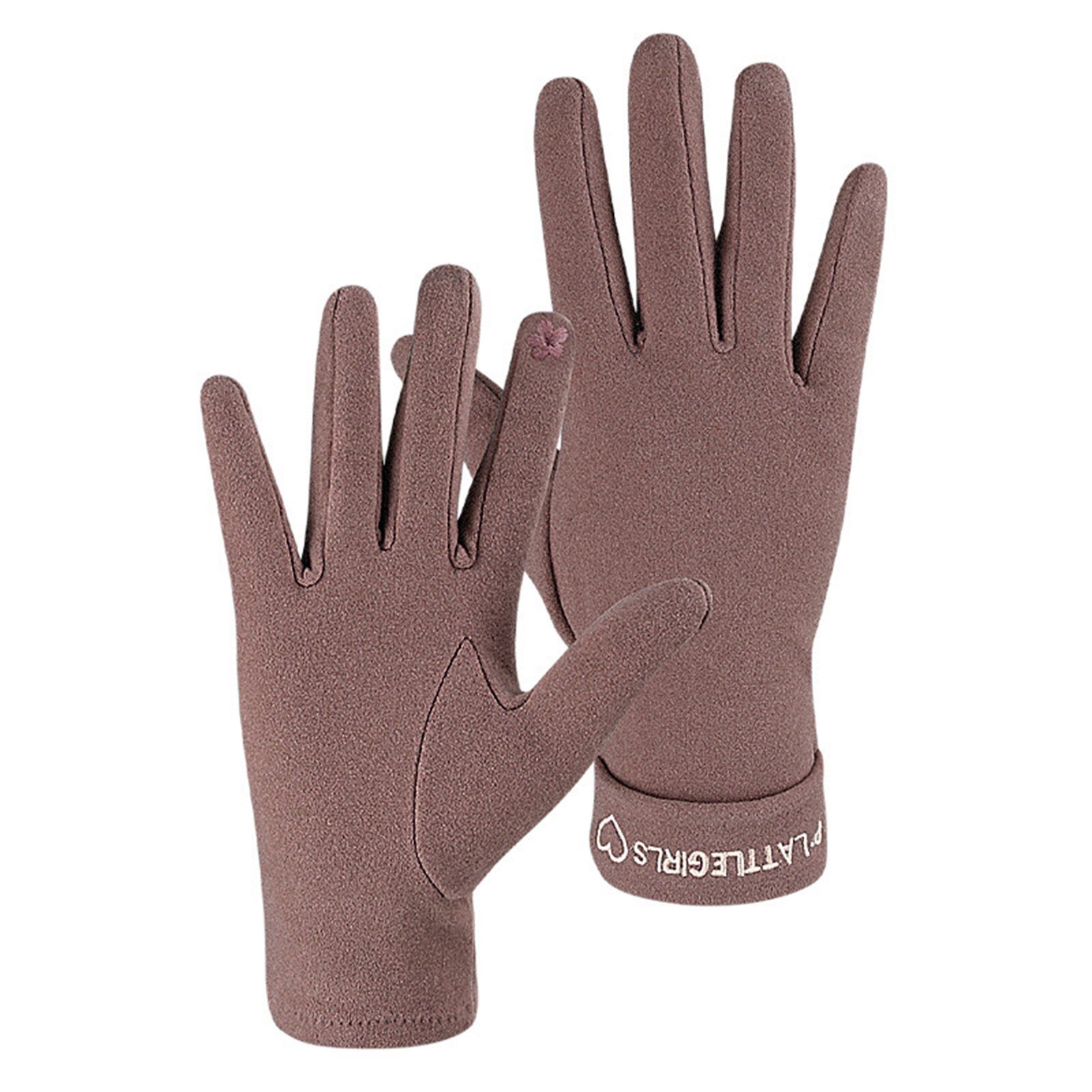 Fingerhandschuhe Strickhandschuhe Cameo Touchscreen Warm Rutaqian Paar Winter Damen Handschuhe Braun Fleece Damen Sport Gefüttert 1 Warme für