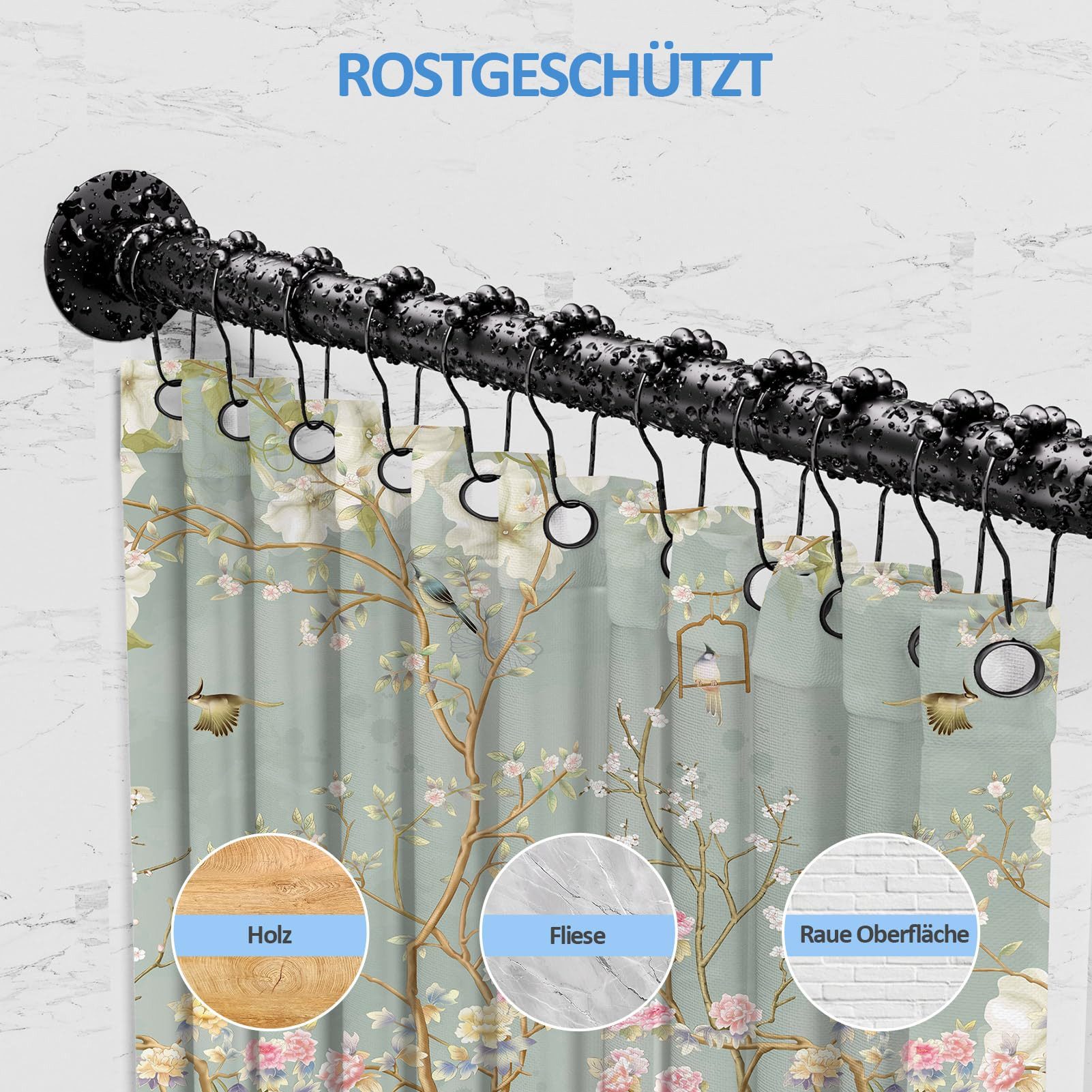 Diwzbyn Duschvorhangstange L-förmige Duschvorhangstange Edelstahl – Verstellbare Eck-Duschstange, für Badewanne & Dusche mit Bohrmontage