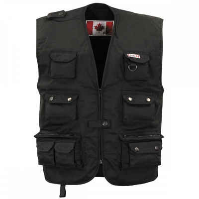 MFH Anglerweste »Outdoor Weste, schwarz, schwere Ausführung - XL« große aufgesetzte Rückentasche mit seitlichem Reißverschluss