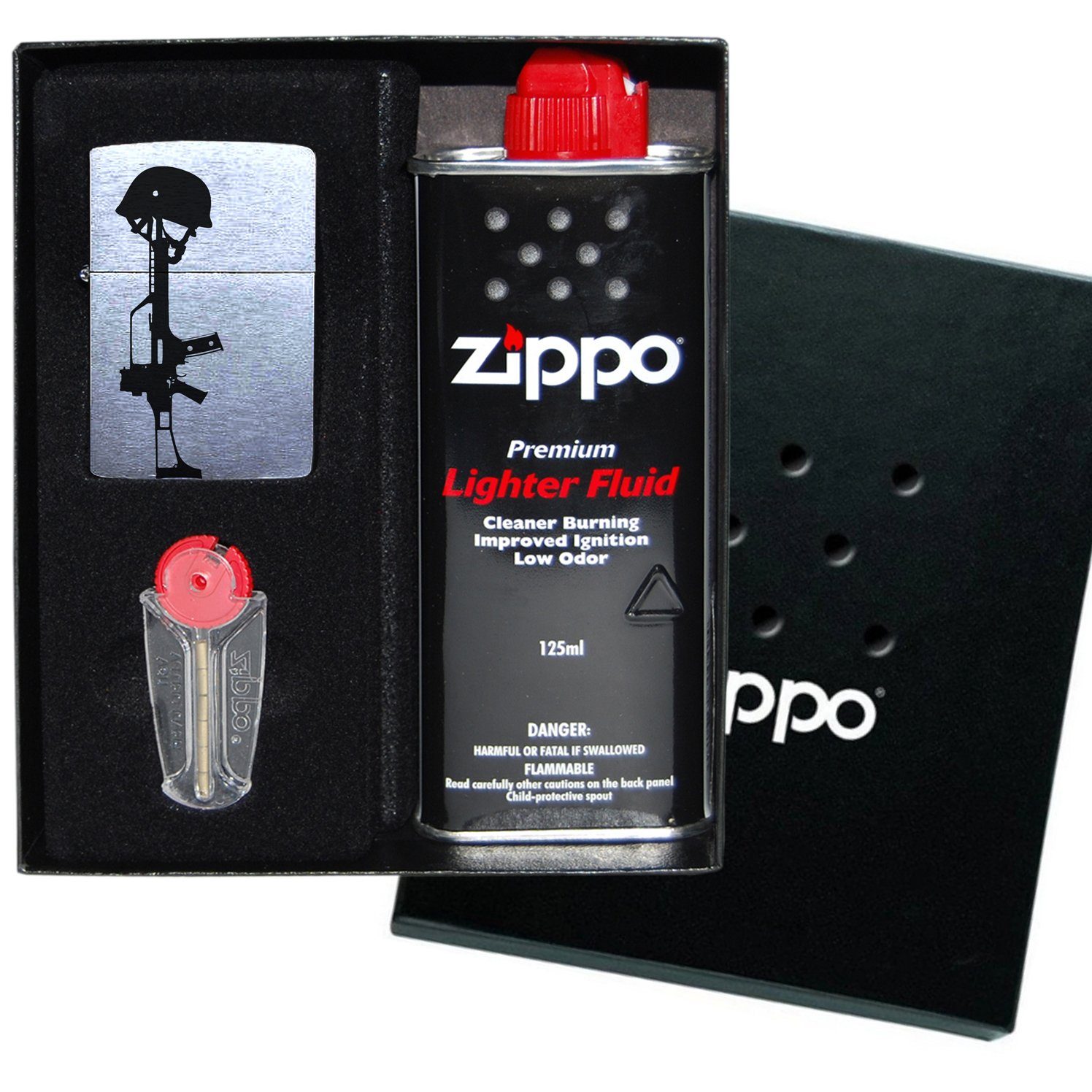 Lasernauten Feuerzeuge Zippo Feuerzeug Gravur G36 und Helm Chrome Brushed Soldat Bundeswehr, Benzinfeuerzeug